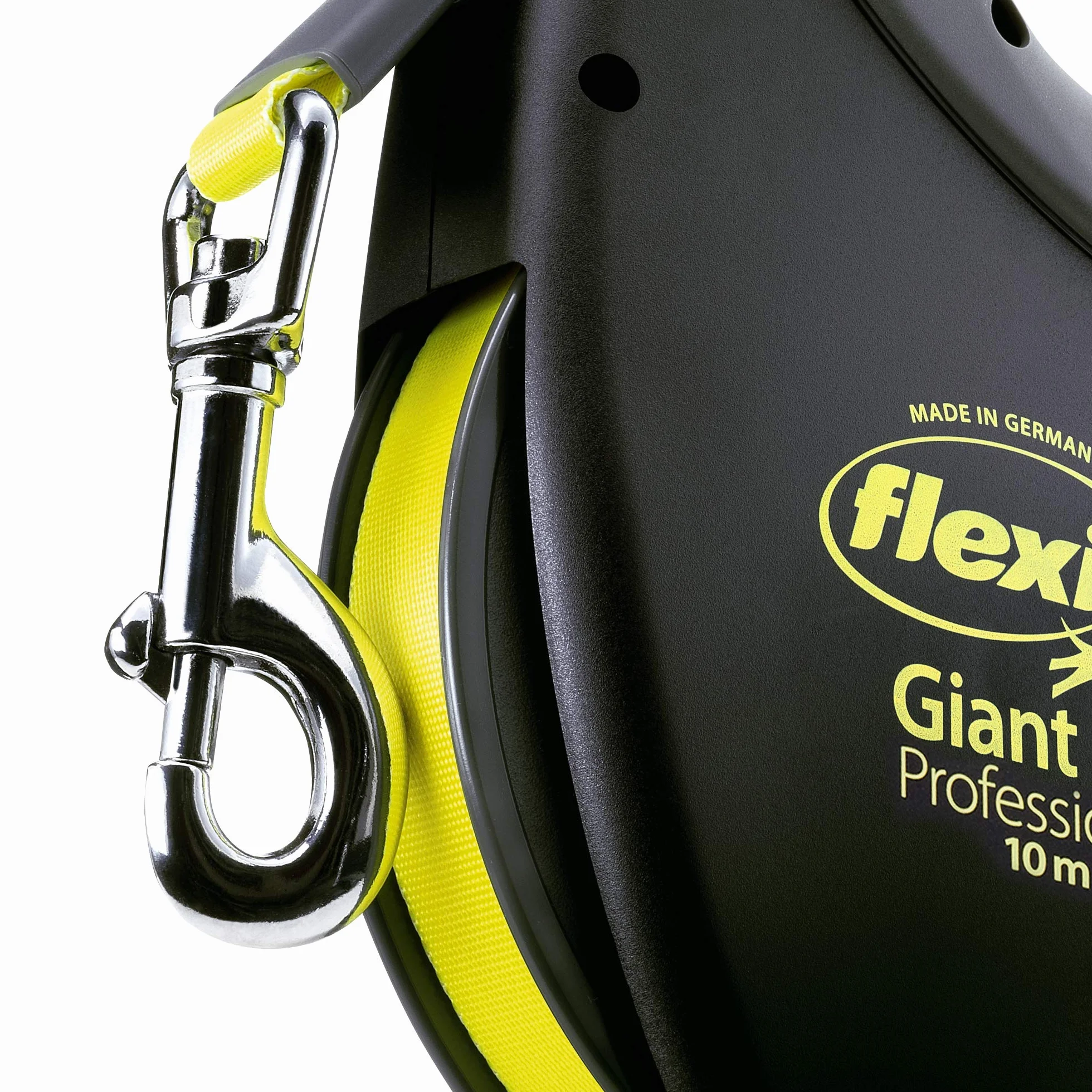 flexi® Giant Professional Laisse rétractable à sangle 10 m chiens jusqu'à 50 kg Noir jaune fluo