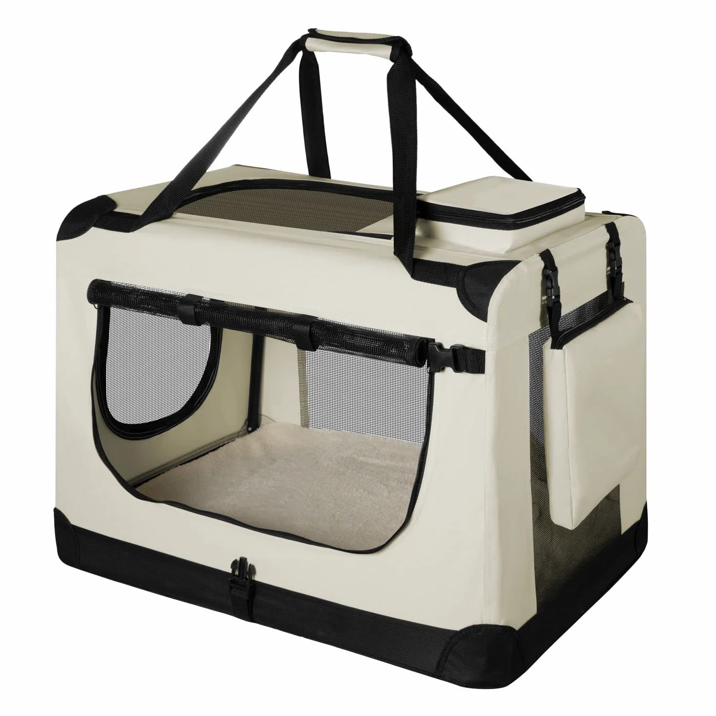 Juskys Caisse de Transport Pliable pour Chiens Lassie XL Beige 58 x 82 x 58 cm Tissu