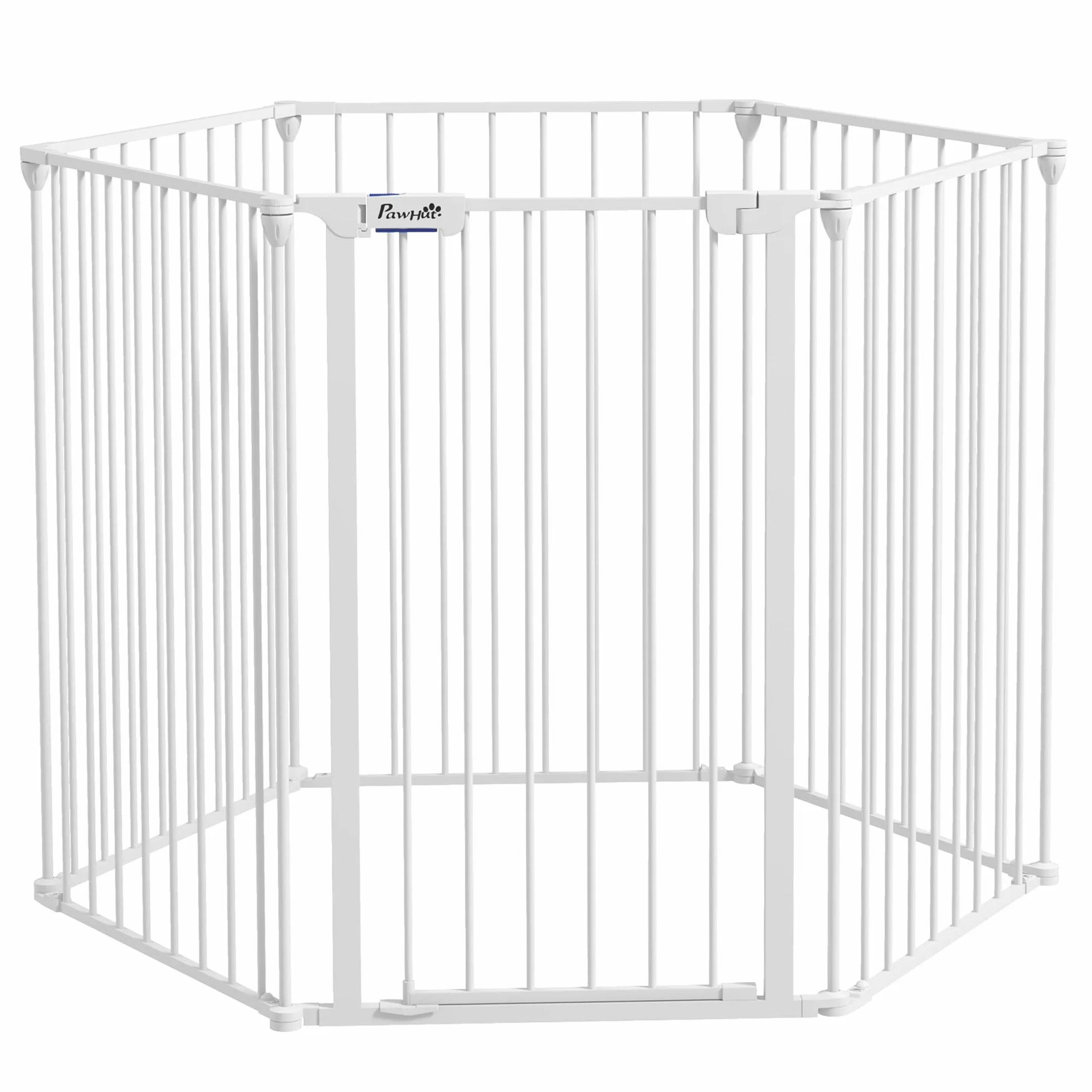 PawHut Enclos pour chiots pliable 90 cm barrière 6 panneaux acier blanc