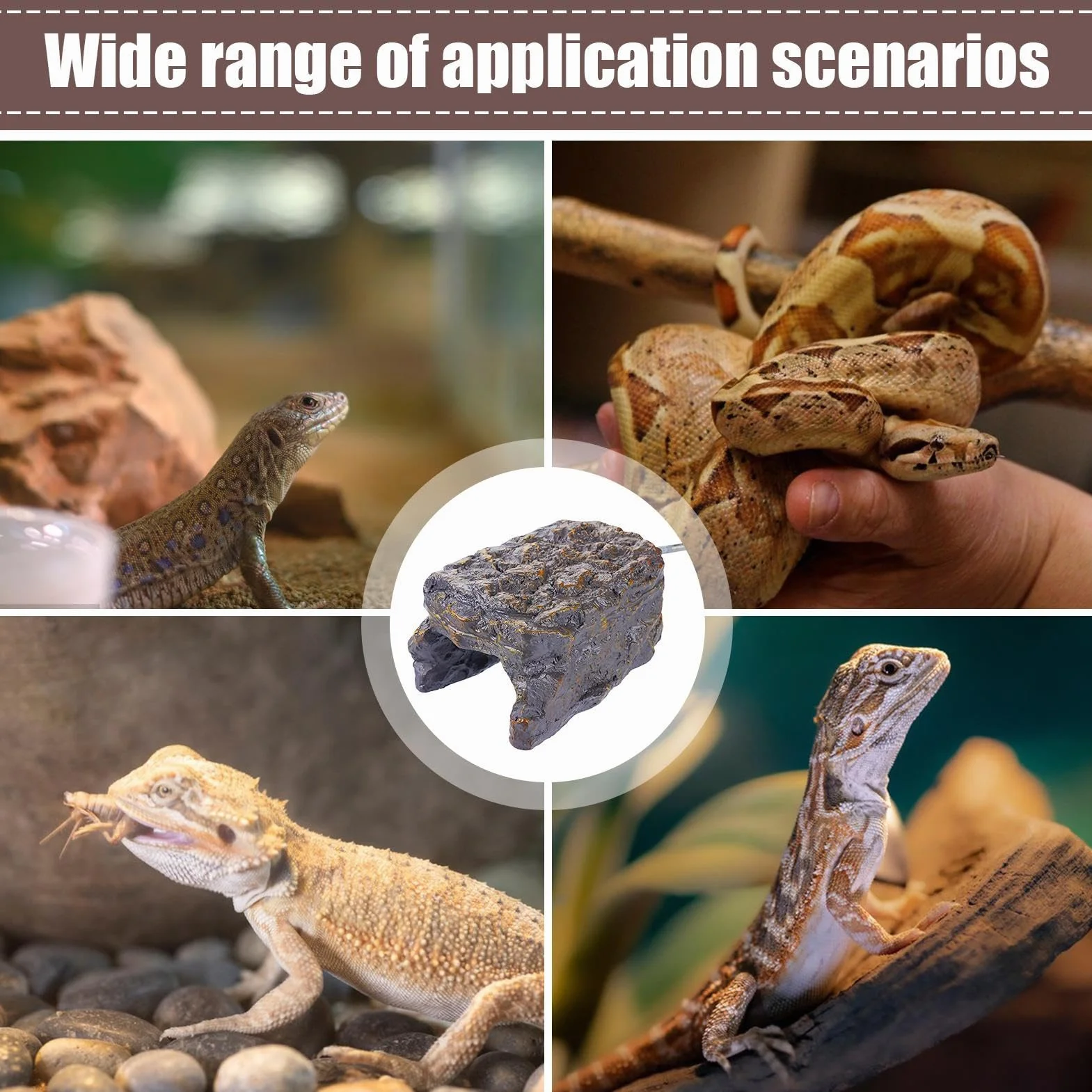 Rocher thermique résine pour terrarium, abri chauffé reptiles