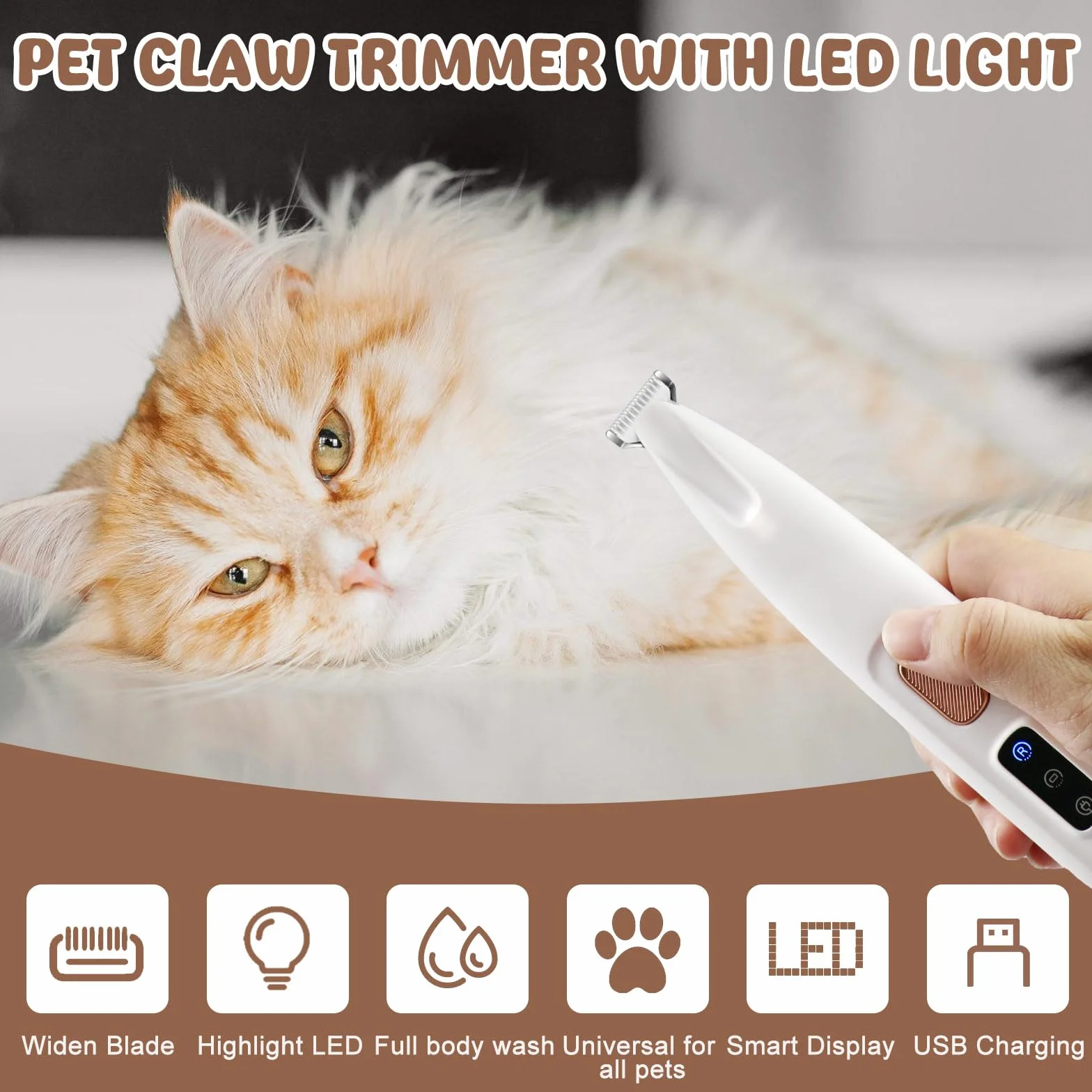 VicBou Tondeuse pour Chien et Chat Rechargeable USB Faible Bruit Électrique LED