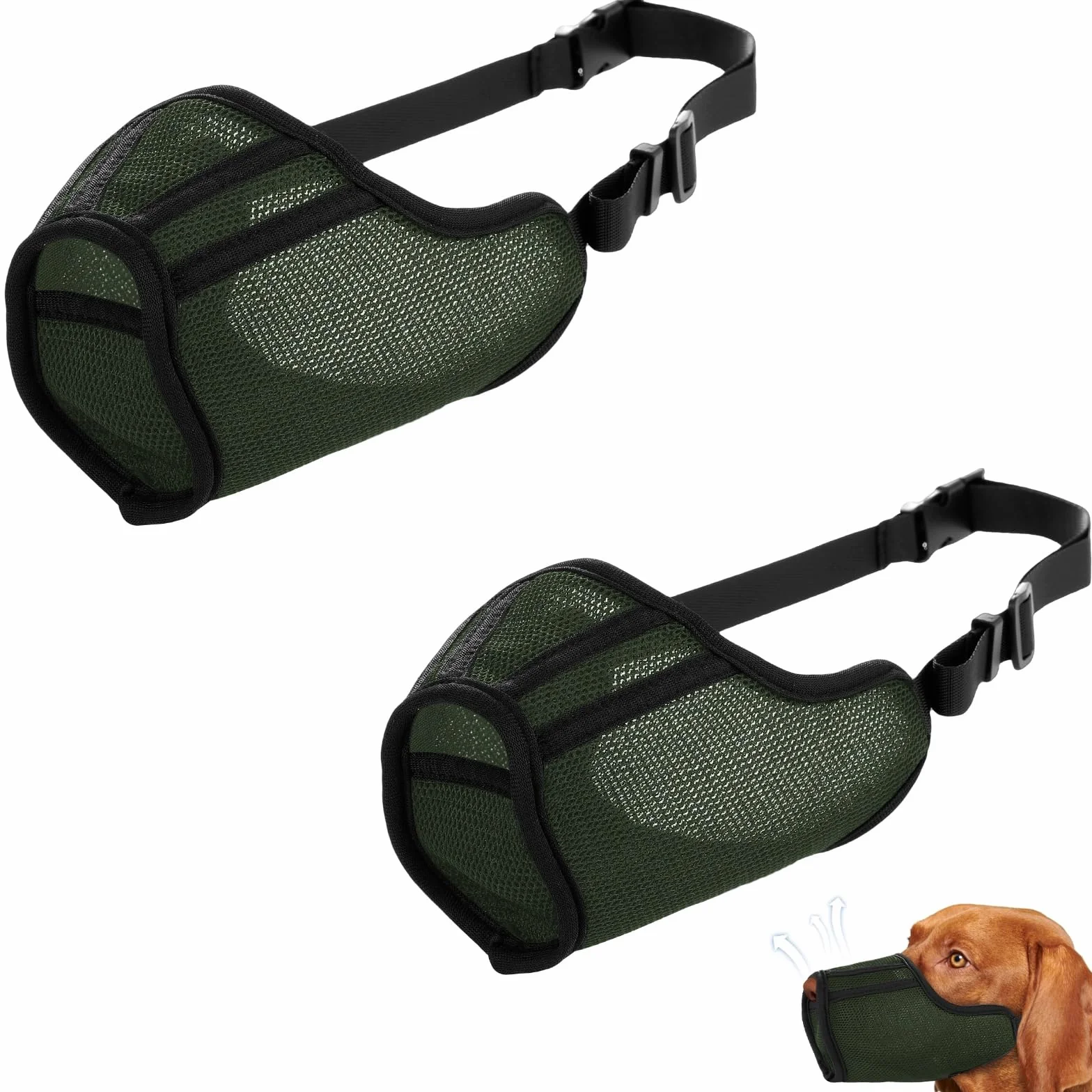 Muselière pour Chiens,2pièces Réglable Semi-fermée Museliere pour Chiens Petit Respirant Anti-Morsure,Engrener Muselière Chien Petite Taille pour Les Chien Taille Grande,Moyenne