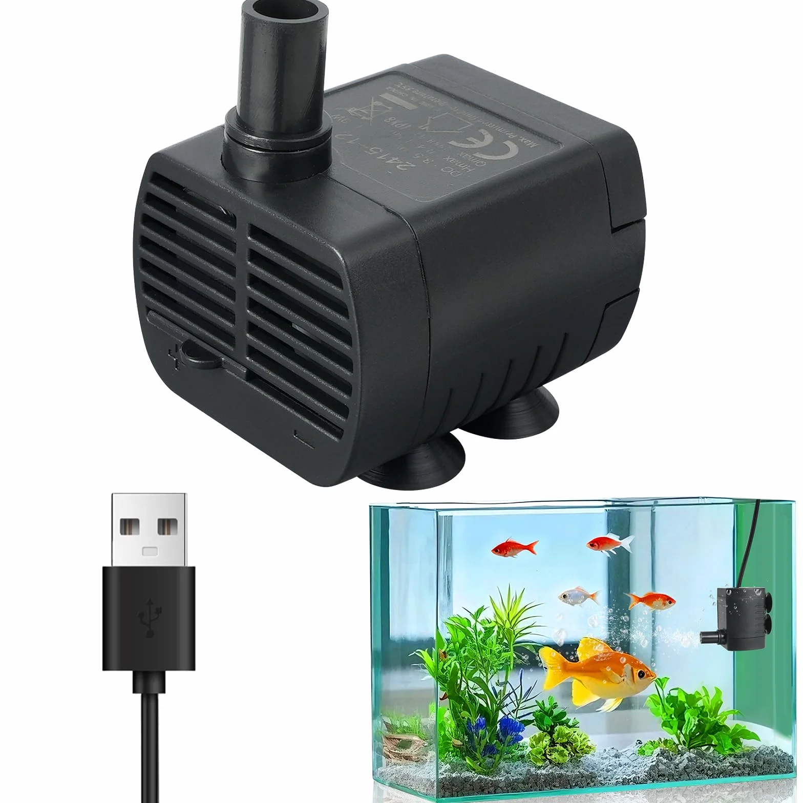 Pompe à eau aquarium silencieuse 200L/H réglable 1-3W USB