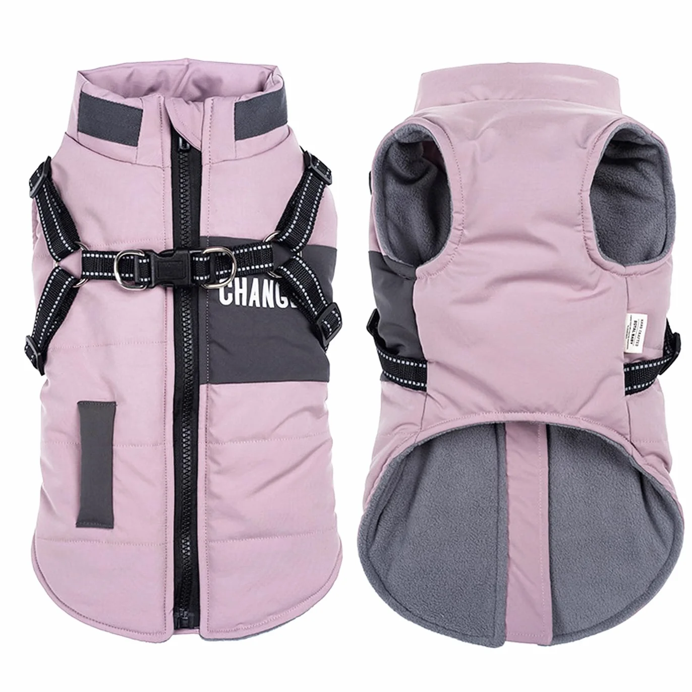 Veste d'hiver imperméable pour chien avec harnais réfléchissant, petite et moyenne taille