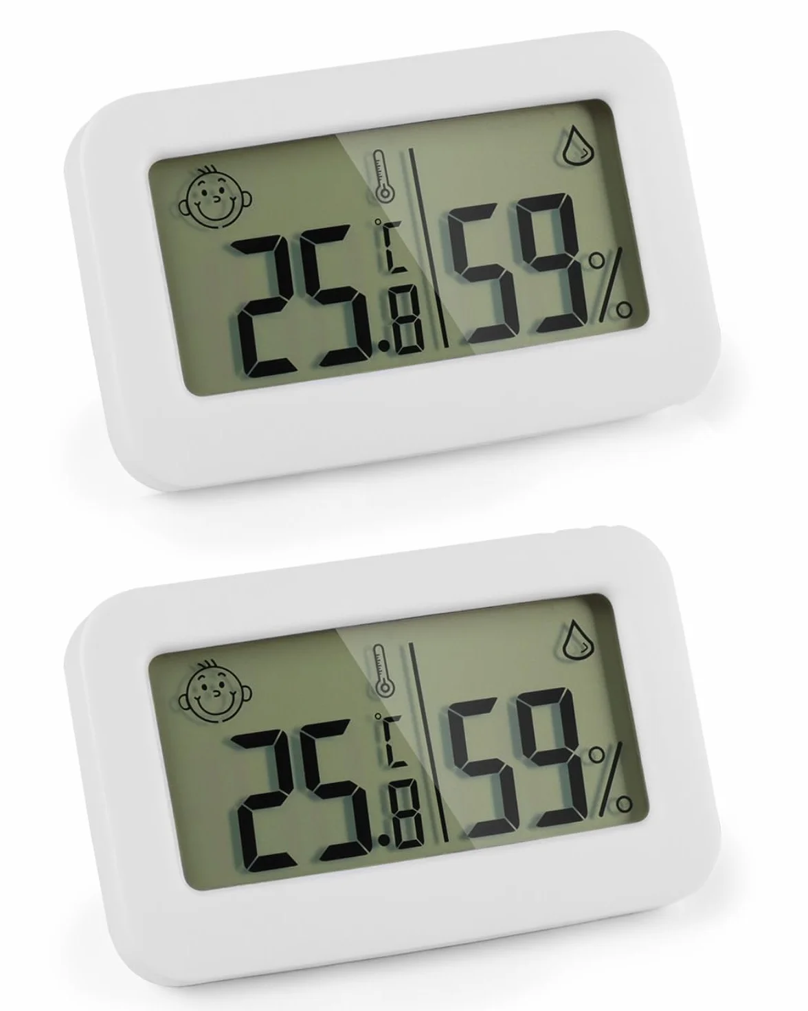 Lot de 2 Mini Hygromètres Thermomètres D'intérieur, Thermomètre Hygromètre Numérique Écran LCD Jauge D'humidité Haute Précision Hygromètre Numérique pour Cave à Serre Chambre Bébé Incubateur Reptiles
