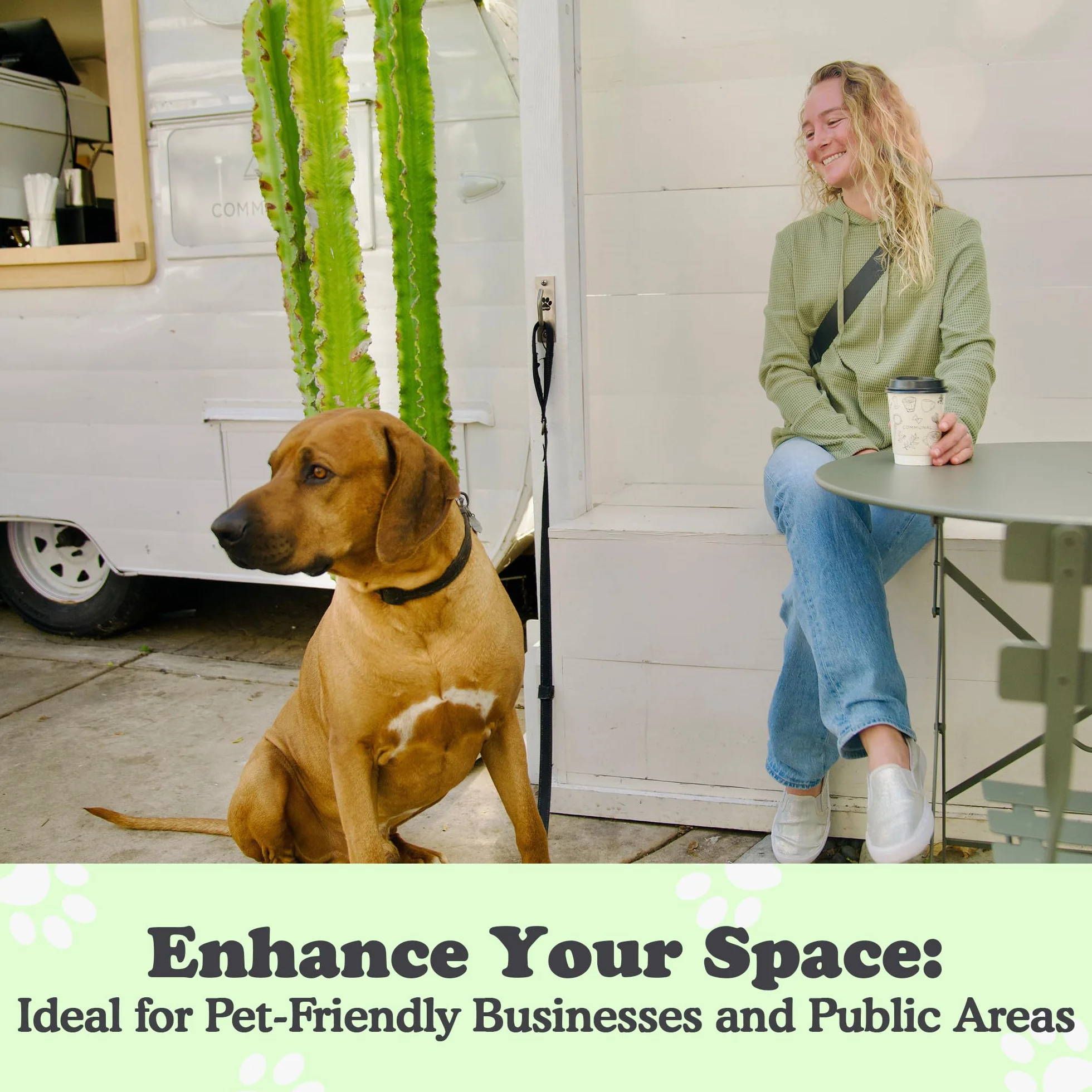 Attelage canin - Laisse sécurisée pour Chien montée au stationnement intérieur - Crochet Mural extérieur - Attache en Acier Inoxydable Pratique pour la Maison et Le Travail, Fin et Compact