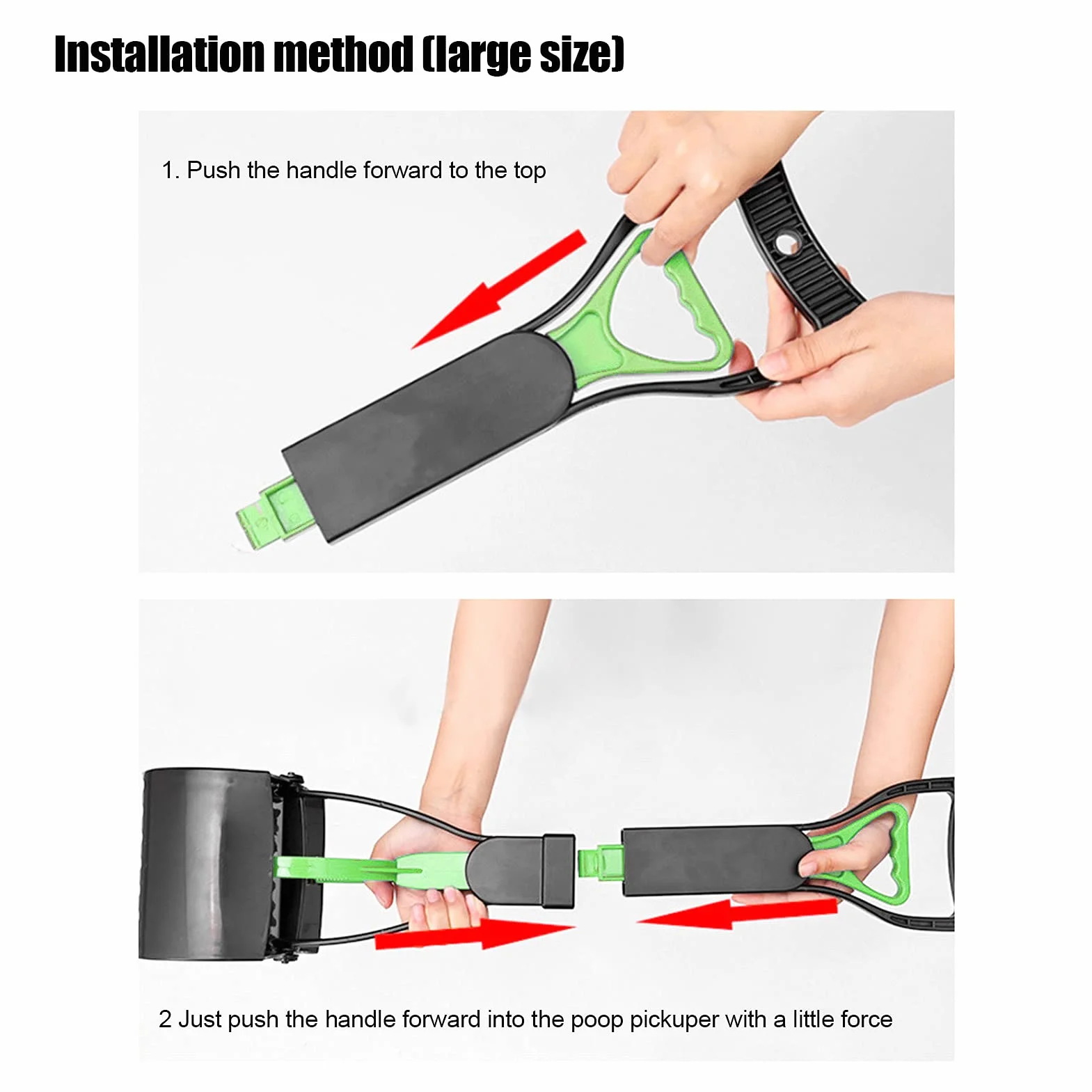 Pelle à Long Manche pour Chien, Compte-Gouttes pour Animaux de Compagnie, Pelle à Caca Portable pour Chien, Collecte des Excréments de Chien ou des Excréments d'animaux, 60 Cm(Vert et Noir)