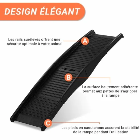 Rampe pour Chien Pliable Tripliable Portable 150x40 cm pour Voiture Camion SUV