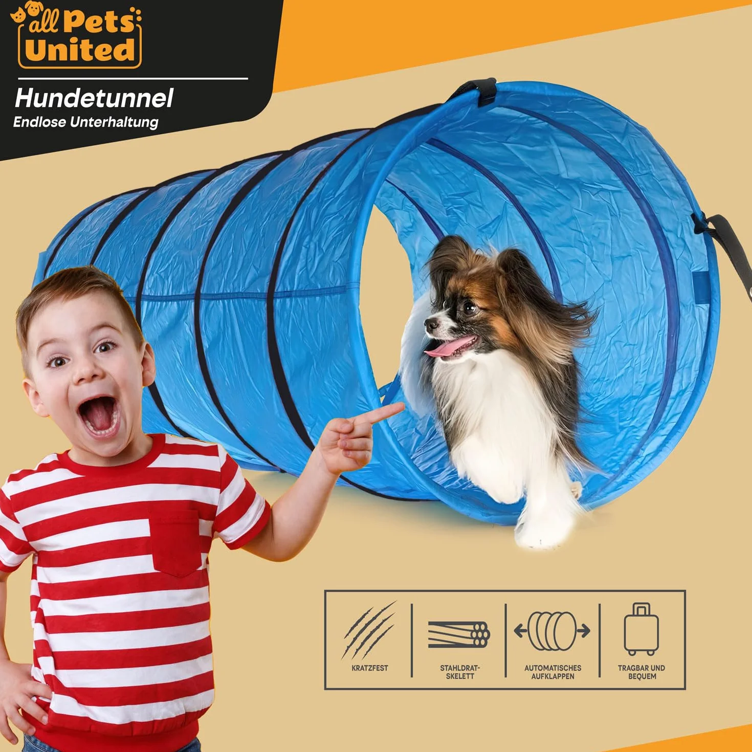 Tunnel d'agilité pour Chien 500 cm avec Sac de Transport