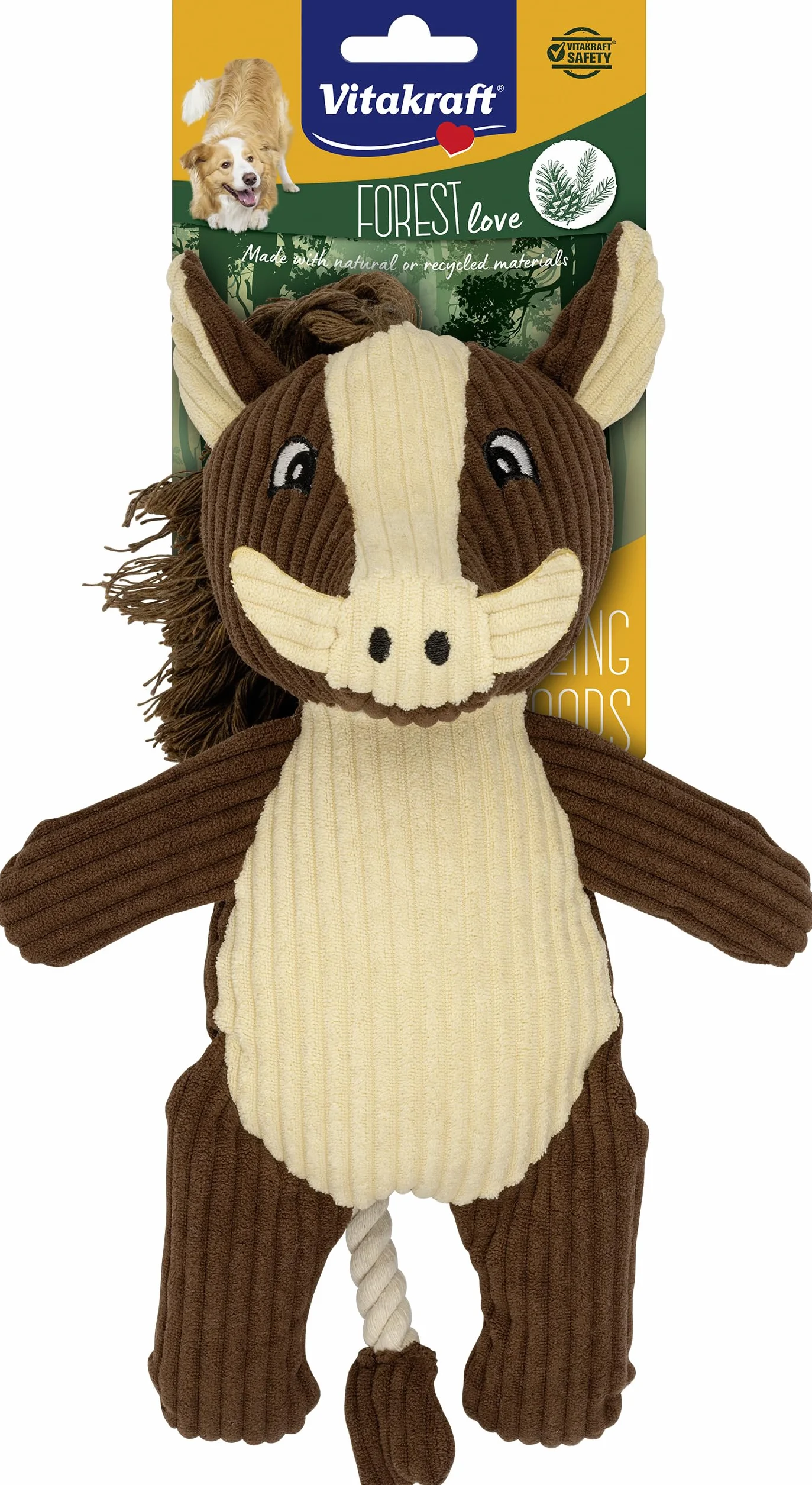 Vitakraft Forest Love Sanglier Jouet pour Chien Peluche avec Couineur Velours Côtelé 1 Pièce