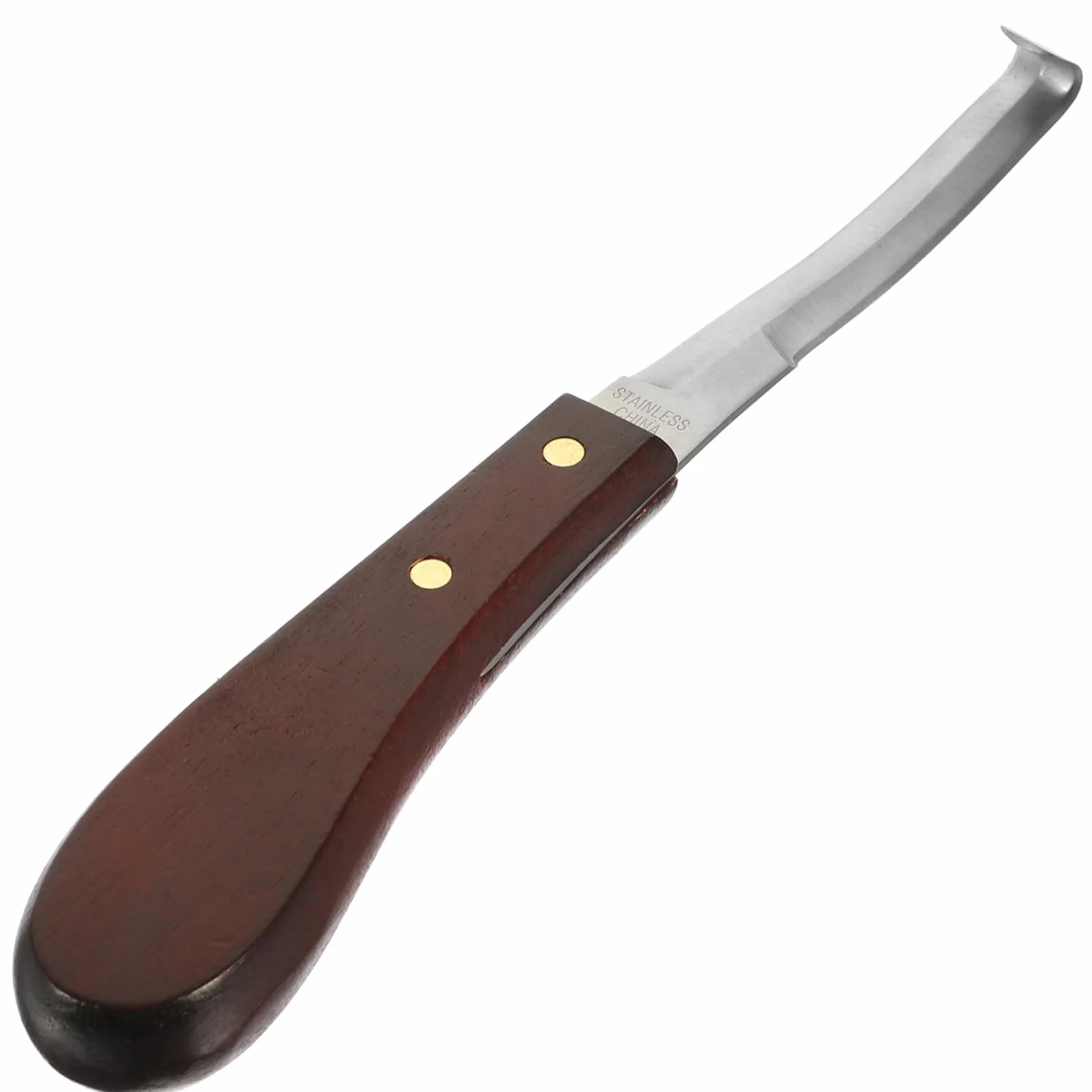 Couteau à Sabot Résistant la Rupture à Double Tranchant en Acier Inoxydable Poignée en Bois Ergonomique pour Usage Quotidien pour Soins des Sabots de Chevaux