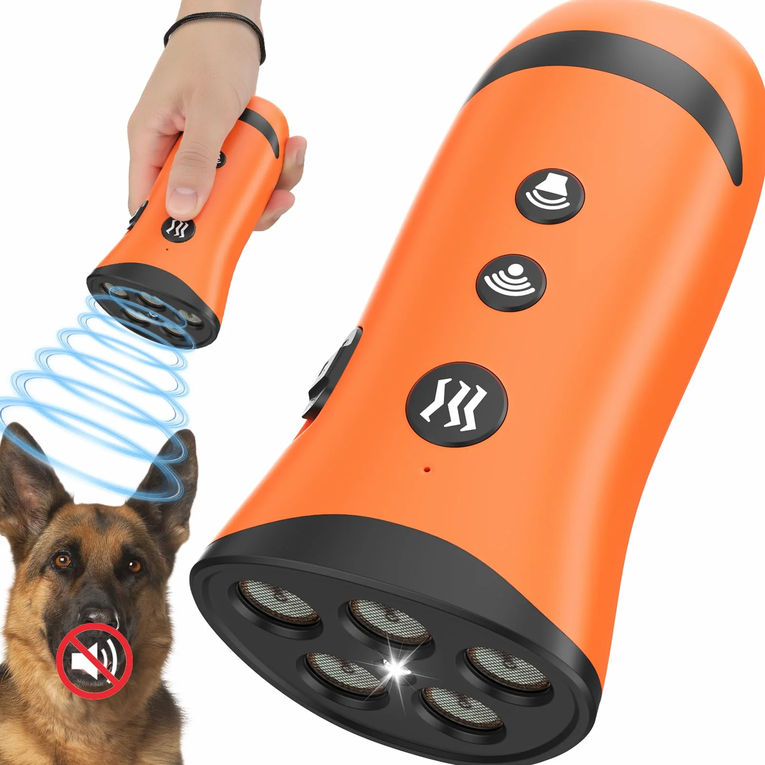 Dispositif Anti-aboiement Ultrason Puissant pour Chien, 3 Modes, Portée 15 m, Intérieur Extérieur