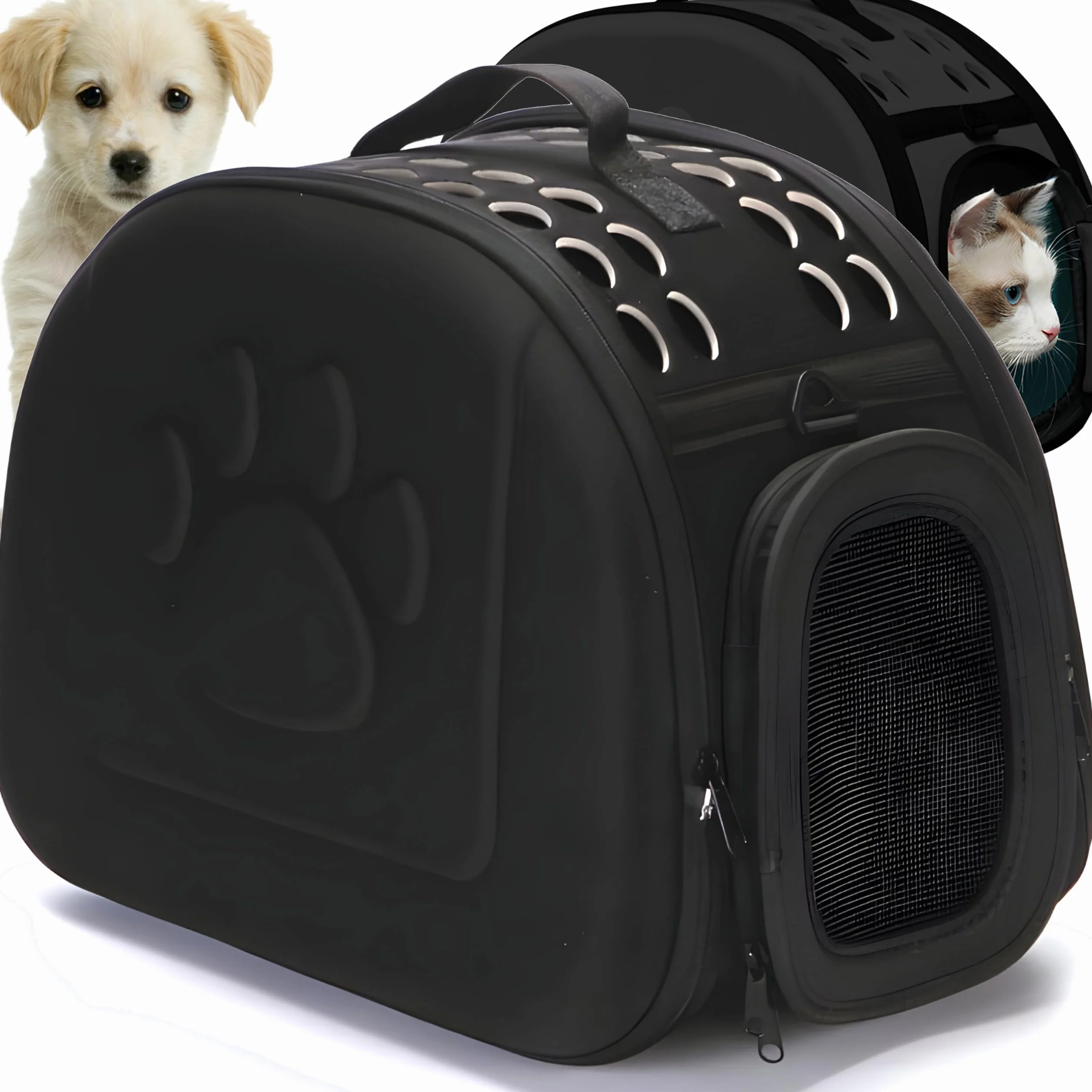 Retoo Sac de Transport 43x32x27 cm Pliable pour Chat Chien Petit - Cage Transport Chaton Chiot Lapin Noir