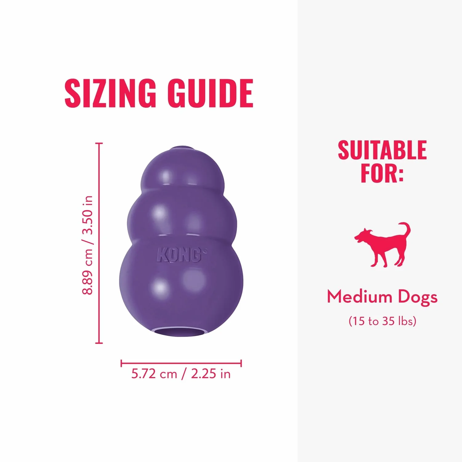 KONG Senior Jouet pour Chien Caoutchouc Naturel Doux Remplissable Friandises Chiens Âgés Moyens
