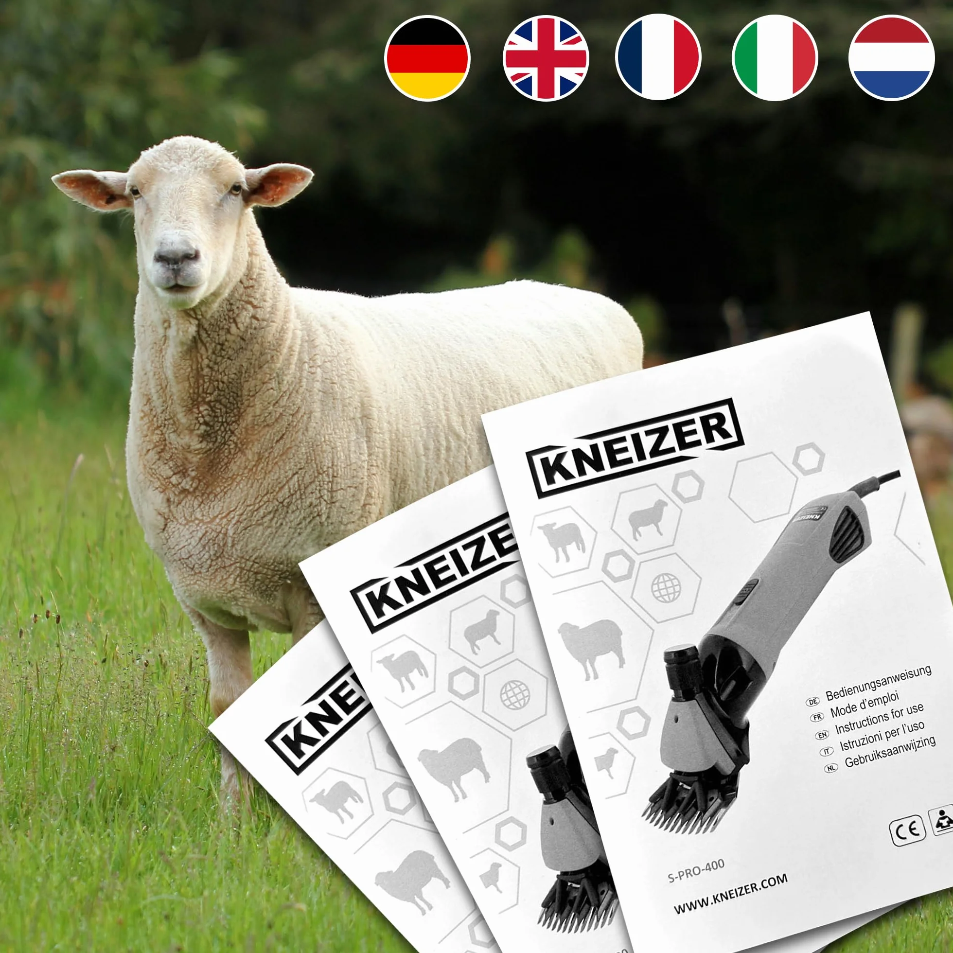 KNEIZER Tondeuse Électrique pour Moutons Kit Complet Lames Remplaçables Moteur Puissant