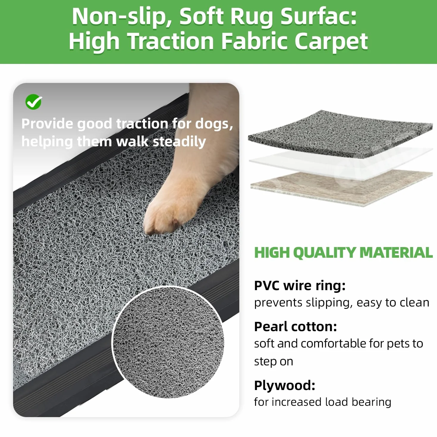 Rampe pour chien pliable extra longue 180 cm avec surface de tapis antidérapante pour petits, moyens et grands chiens - Rampe portable pour voiture, SUV, camion, canapé et lit