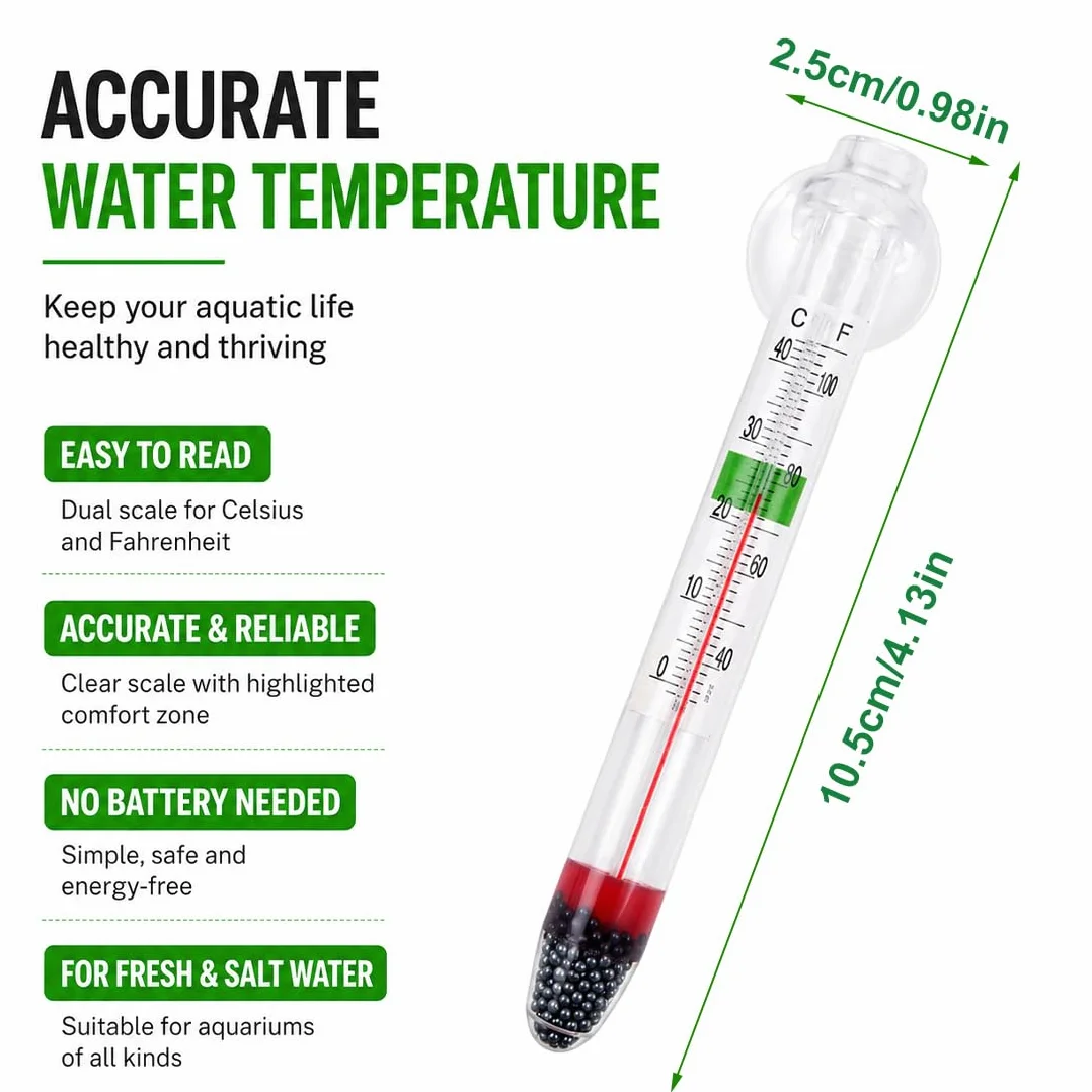Thermomètre Aquarium Ventouse, Mesure Précise Température Eau Douce Salée Poisson Reptile