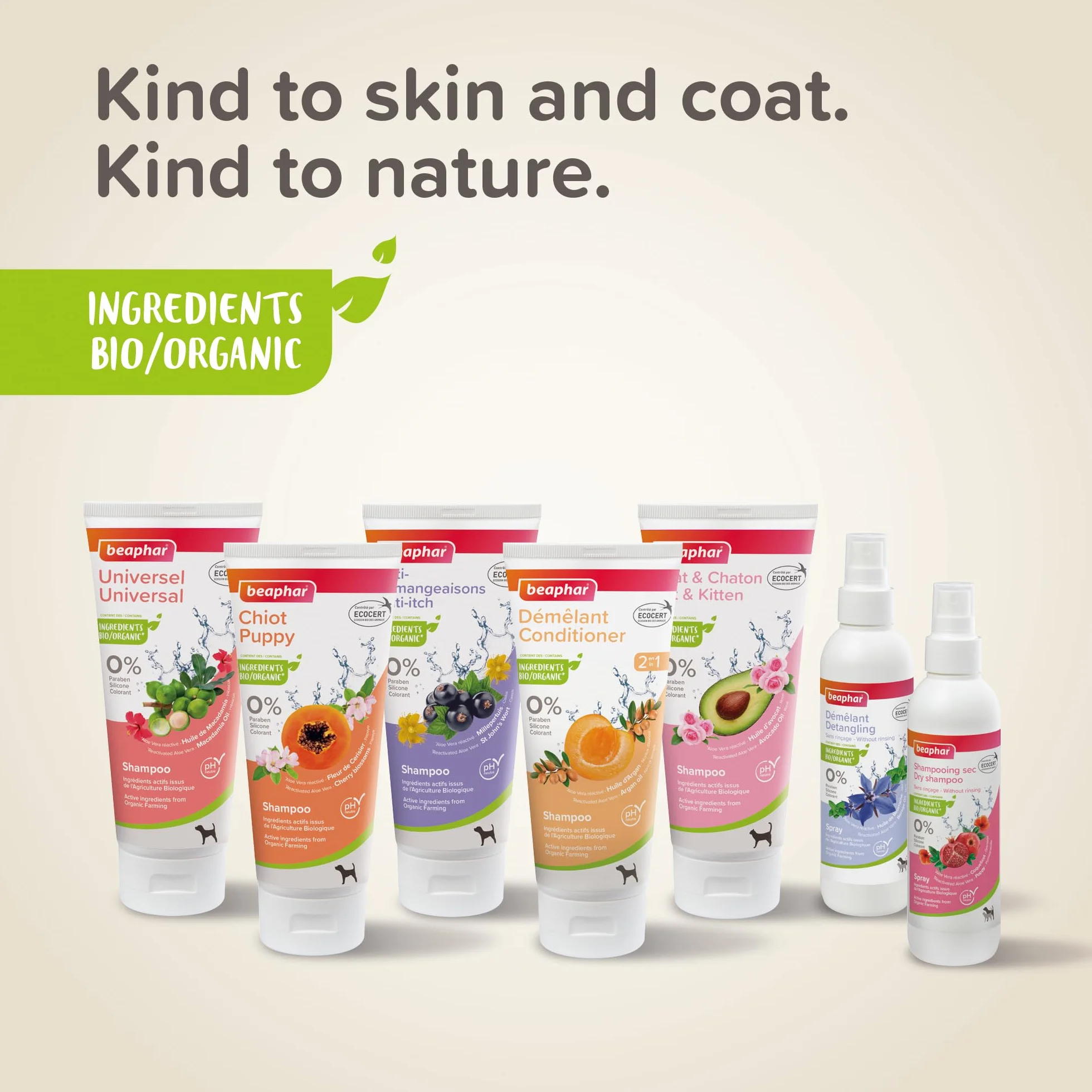 BEAPHAR Shampoing Éco-certifié pour Chat et Chaton à l'Aloe Vera, Huile d'Avocat et Rose Bio pH Neutre 200 ML