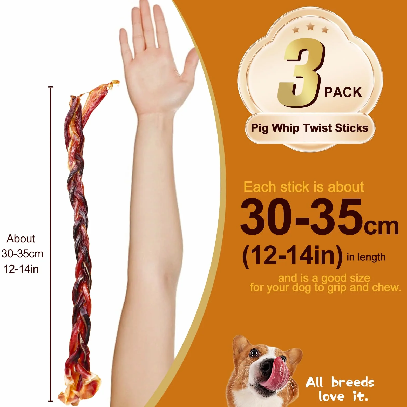 Pork Whip Dog Treats 28cm 60g for Heavy Chewing Dogs
