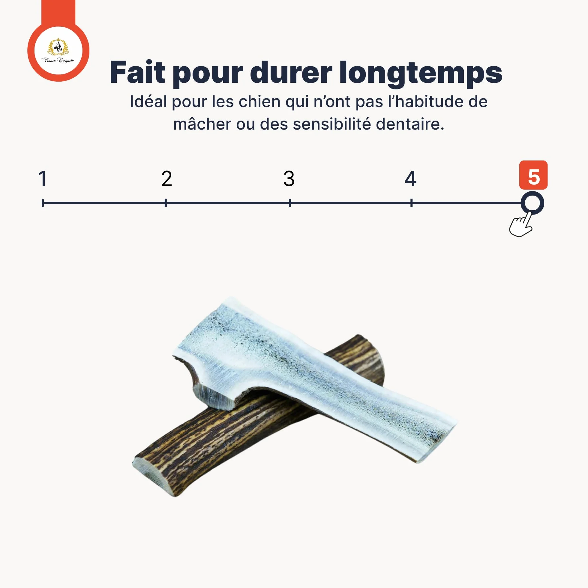 Bois de Cerf Fendu pour Chien, Friandise à Mâcher Naturelle Longue Durée, Soin Dentaire, 100% Bois de Cerf (XL)
