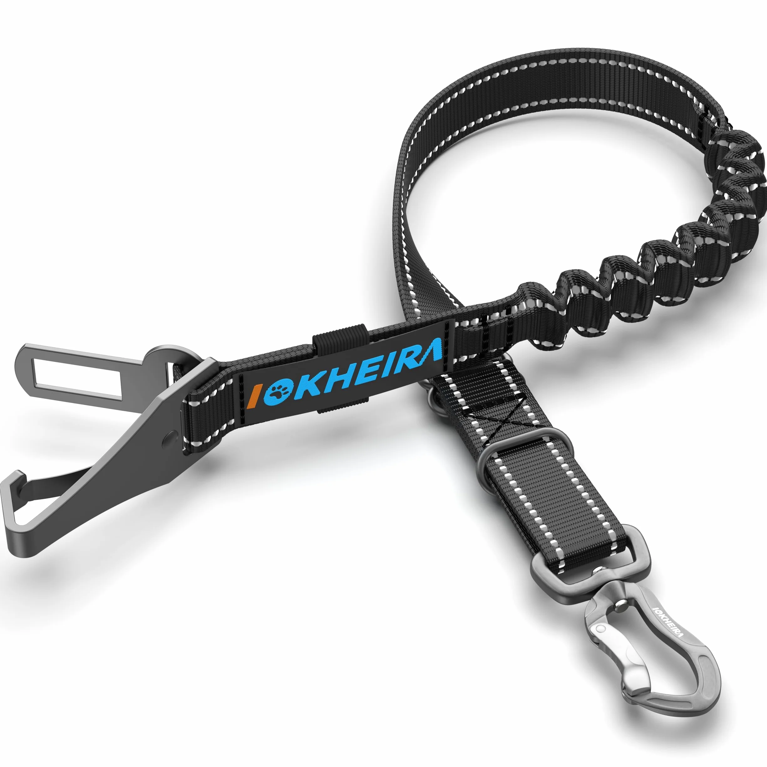 IOKHEIRA Ceinture Sécurité Chien, Harnais Voiture Réglable Nylon Durable Antichoc pour Chien Chat