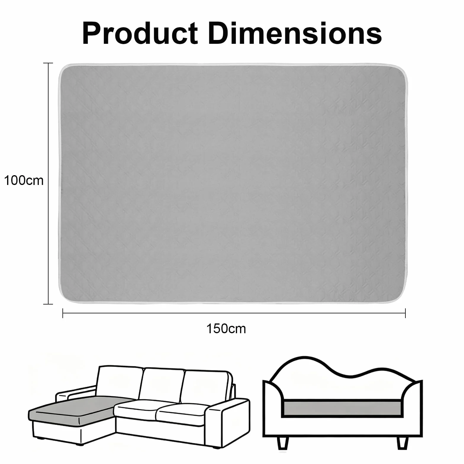 Protection de canapé imperméable 100 x 150 cm gris clair antidérapant lavable