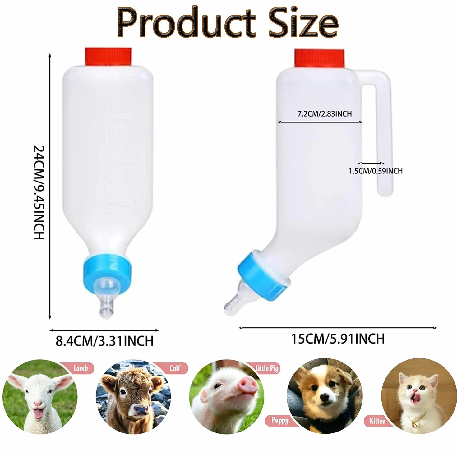 MEISO Bouteille d'alimentation d'agneau 500 ML, Biberon d'agneau & Chèvre, Système de Boisson Suspendue