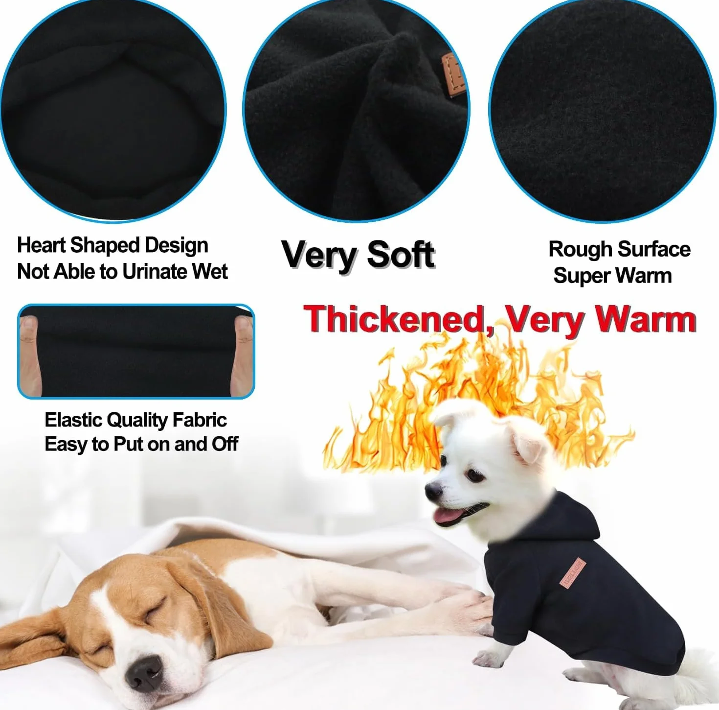 Sweat à Capuche pour Chien Chaud Doux Confortable Noir X-Small