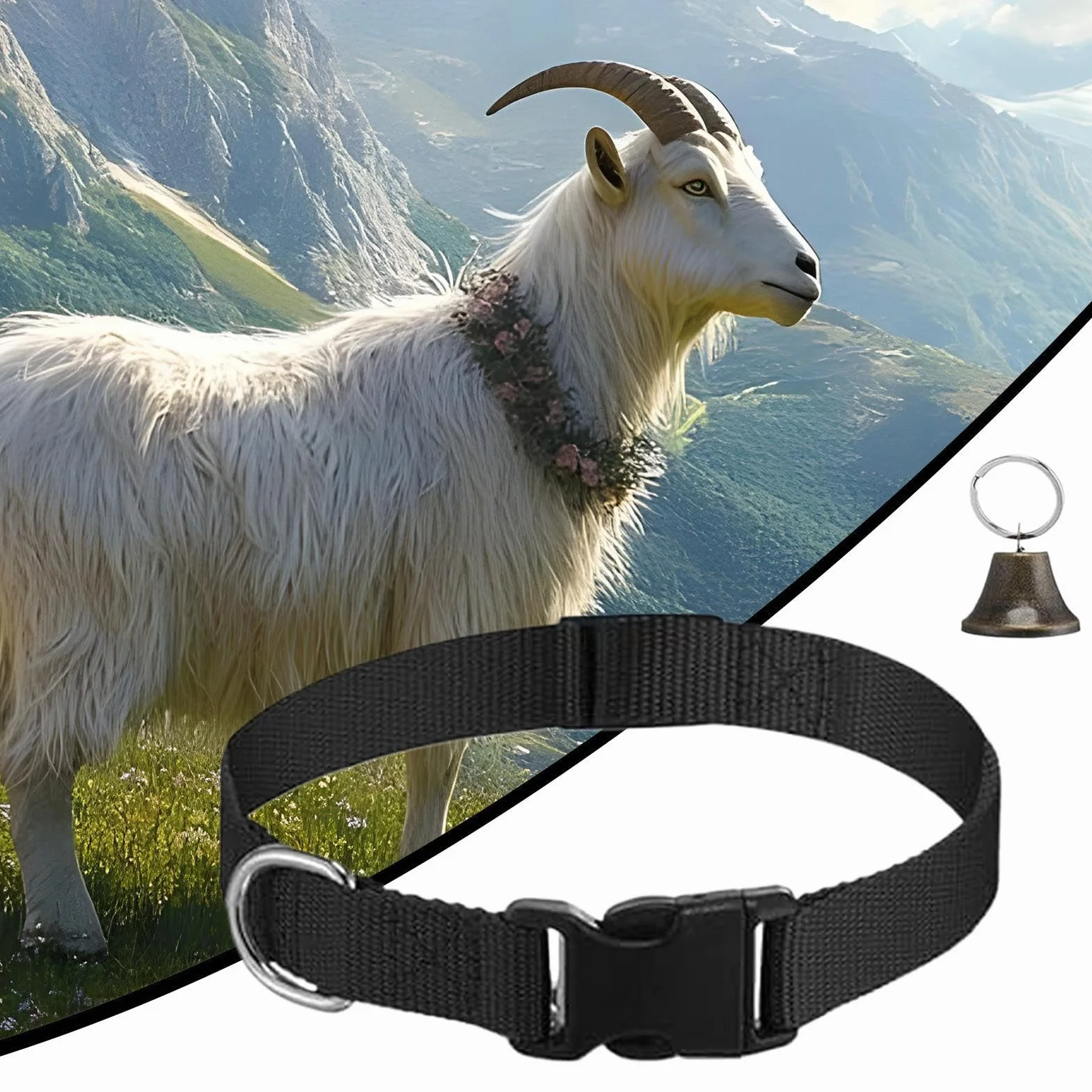 Collier pour Chèvre | Collier Réglable pour Animal en Nylon - Cloche Sonore pour Pâturage Accessoires pour Bétail Entraînement Animal Troupeau De Moutons Chèvres Vaches pour Animaux