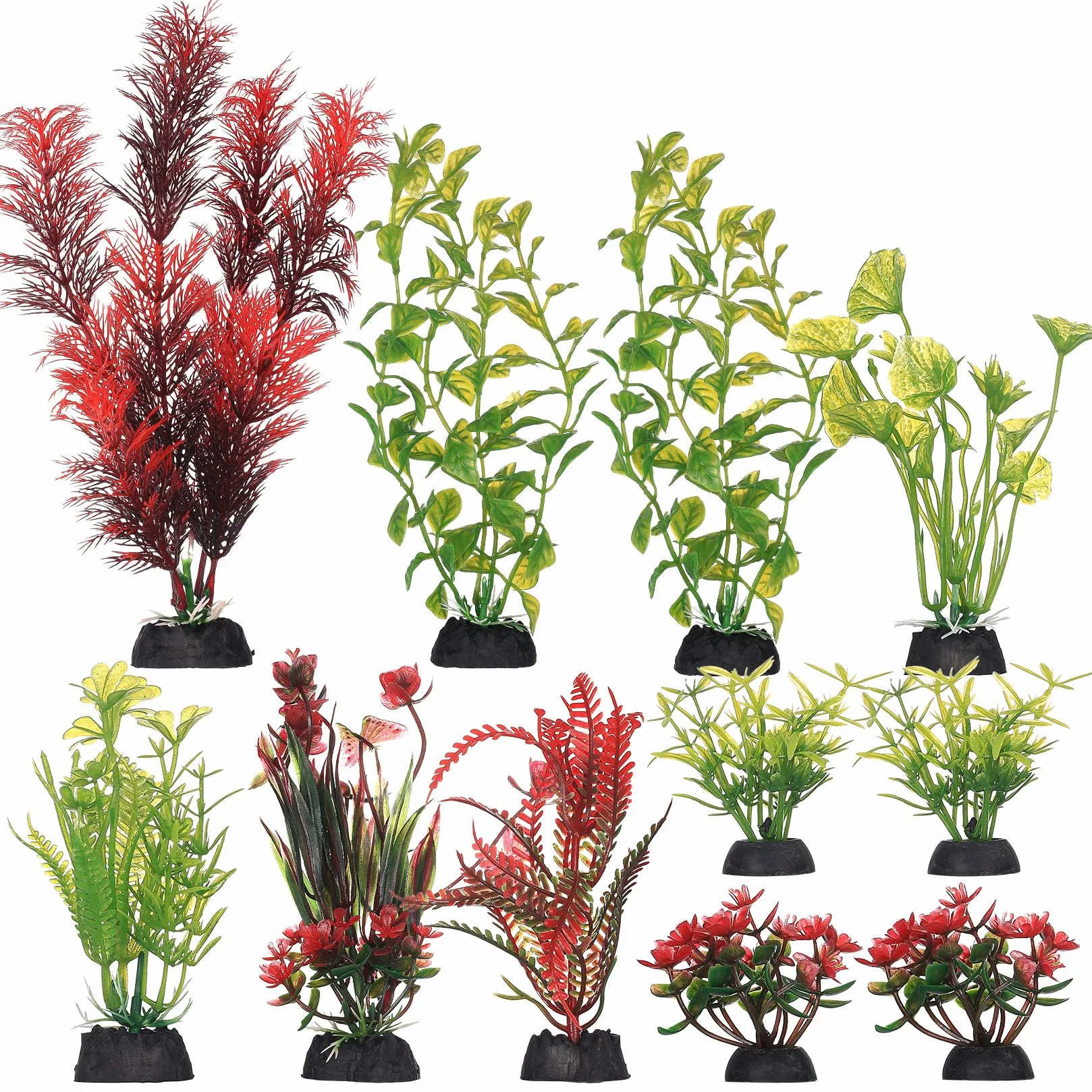 Plantes Aquarium Artificielle 11 Pcs, Decoration Aquariums en Plastique