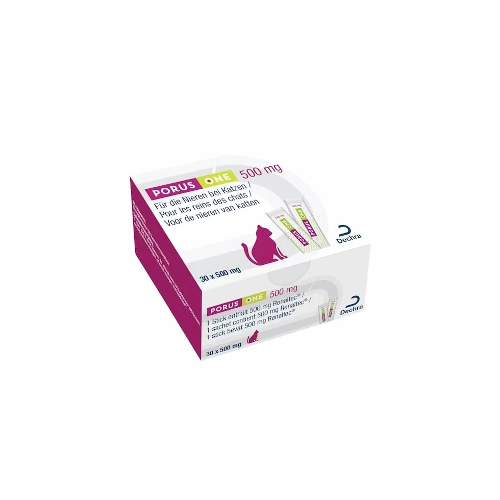 Porus One 30 x 500 MG Complément Alimentaire Faible teneur en protéines pour Chats Problèmes Rénaux