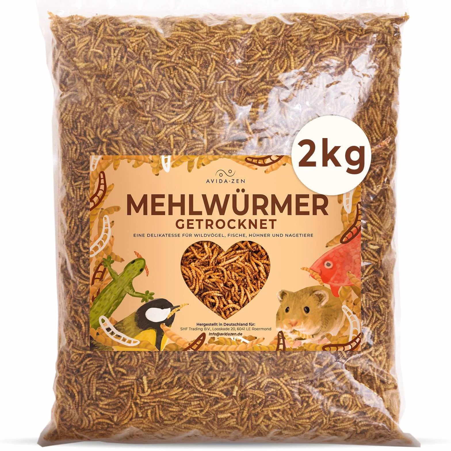 Mehlwürmer getrocknet 2kg proteinreicher Snack für Wildvögel Fische Reptilien Nager