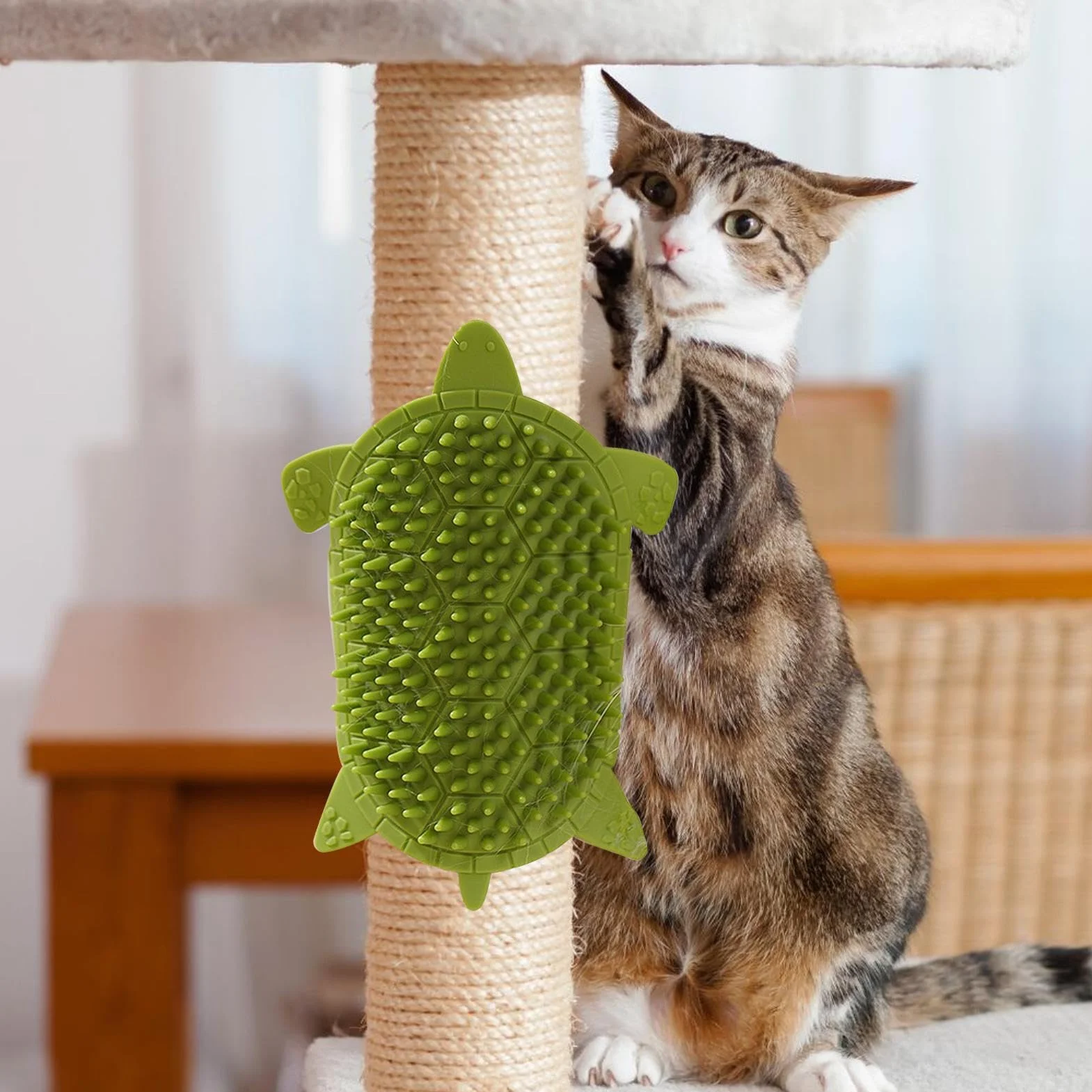 Toilettage Autonome pour Chat, Coin de Frottement - 203 Dents Imperméable Tondeuse Sangle Silicone Outil Massage