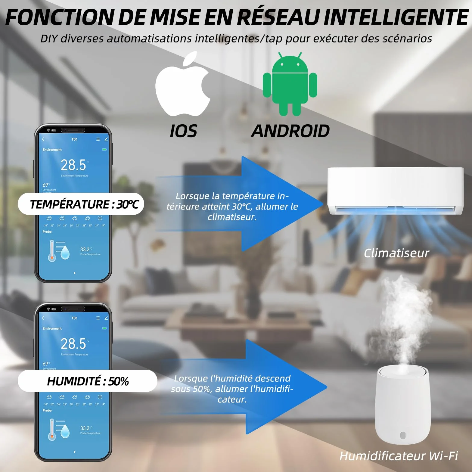 Thermomètre hygromètre WiFi avec capteur externe intelligent pour intérieur extérieur alarme application surveillance à distance compatible Alexa congélateur