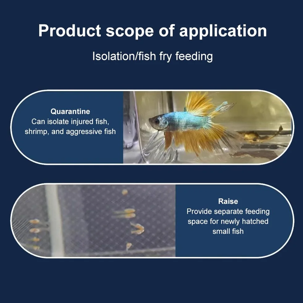 Boîte D'Élevage De Poissons, Filet D'Élevage Aquarium, Boîte D'isolation pour Aquarium, avec 4 Ventouses, Incubateur de Poissons D'aquarium pour Poisson Réservoir, 16 * 14 * 15CM