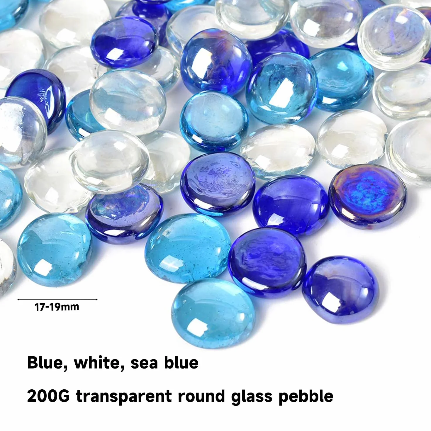 Galets de verre ronds transparents 200 g Pierres précieuses plates Décoration vase aquarium pots plantes