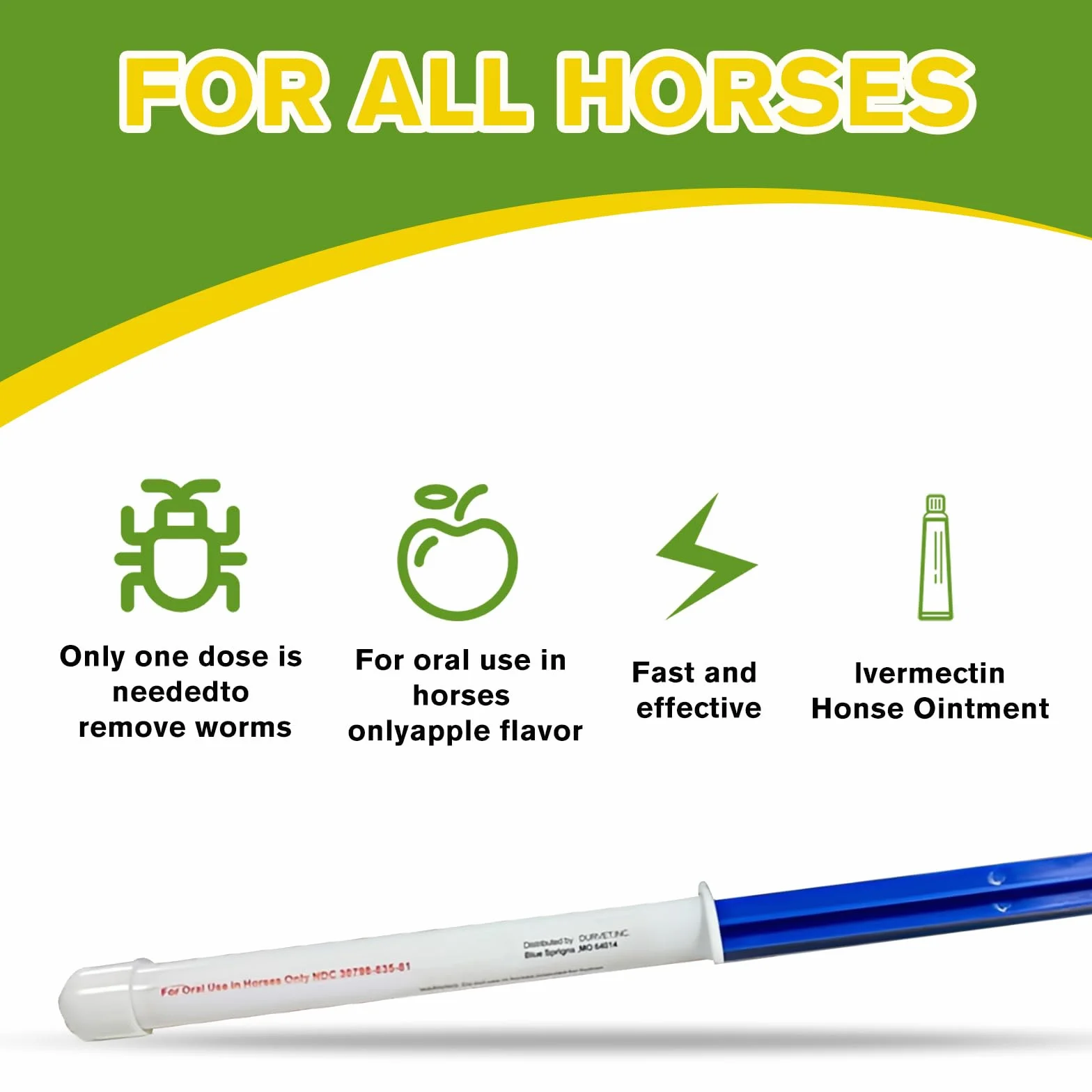 Lot de 6 gels pour chevaux 1,87 % saveur de pomme pour chevaux jusqu'à 567 kg