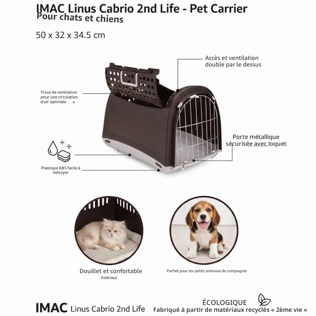 Tiendanimal Cage de Transport au Design Unique avec Porte supérieure pour Noir