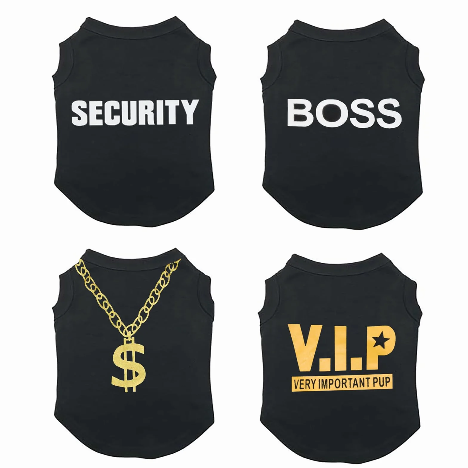 4 Pièces Chien Chemises Vêtements Respirant Collier D’Or Été Débardeur Gilet T Shirt pour Petit Chiot Chat Moyen