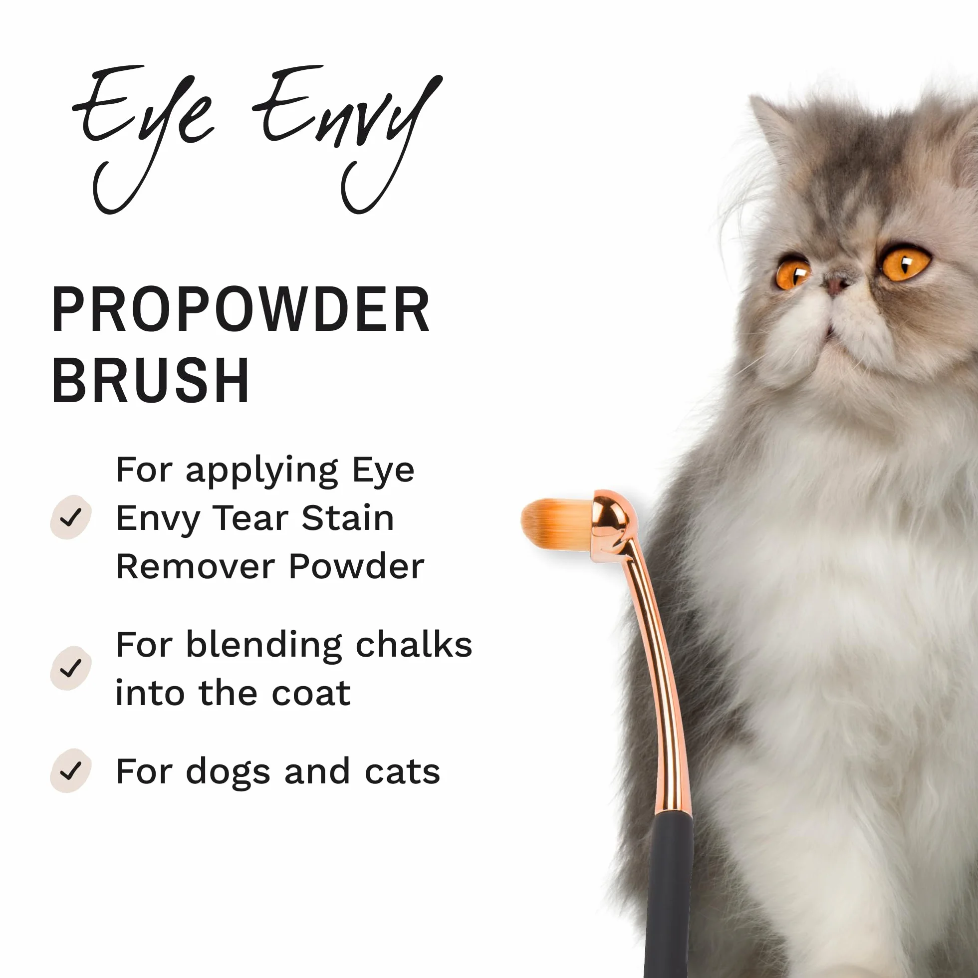 Eye Envy Brosse applicatrice ProPowder pour chiens et chats - Poudre Tear Stain - Cheveux fibres superfines lavables