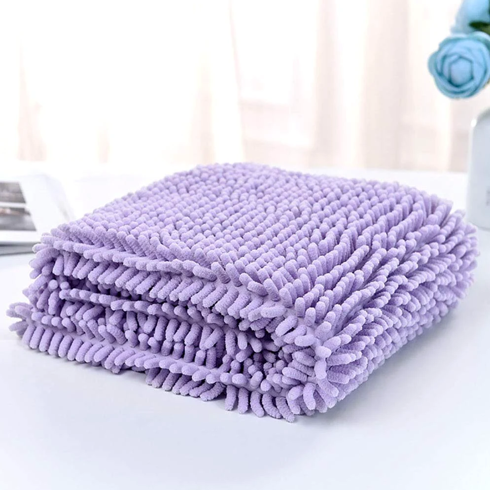 Serviette en Microfibre Chenille pour Petits Moyens Chiens et Chats, Serviette de Bain Absorbante pour Animaux