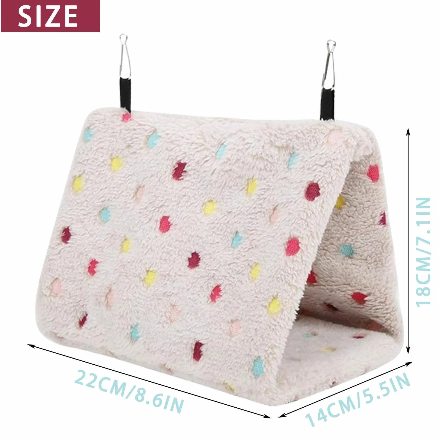 Nid D'Oiseau Hamac, Hamster Perroquet Suspendu Cage Tente, Nid d'Oiseau Chaud en Peluche, Mignon Hamac pour Animaux Doux avec Crochet, Hamac Jouet