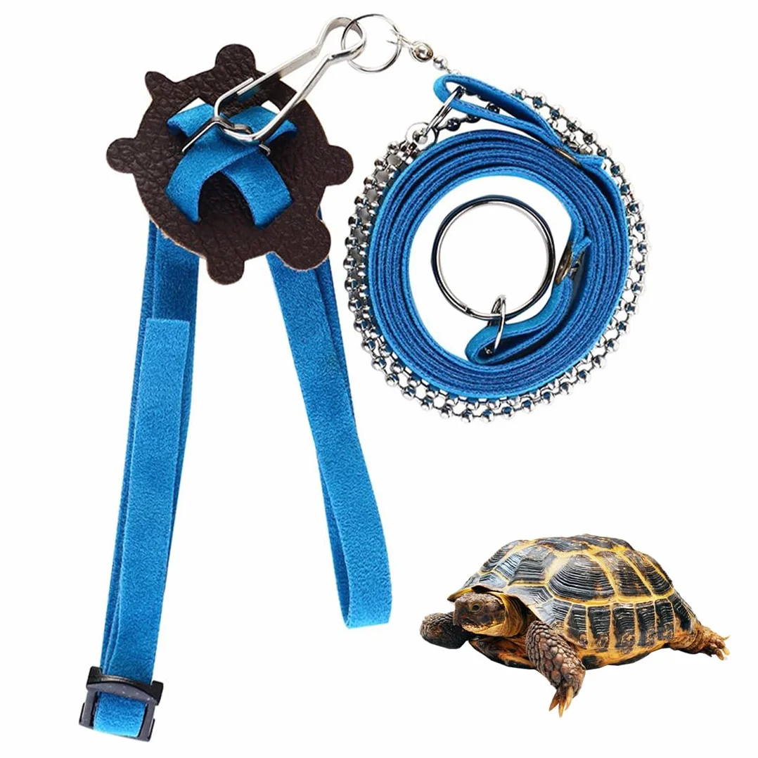 Harnais et Laisse avec Cloche pour Petits Animaux et Cochons d'Inde - Bleu, Taille L