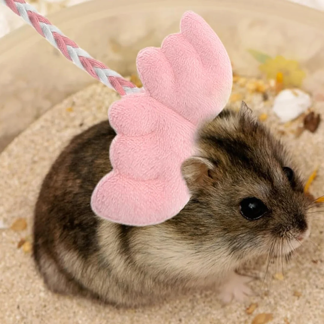 Harnais Lapin Nain Réglable pour Petits Animaux, Extérieur, Entraînement à la Marche (Rose)