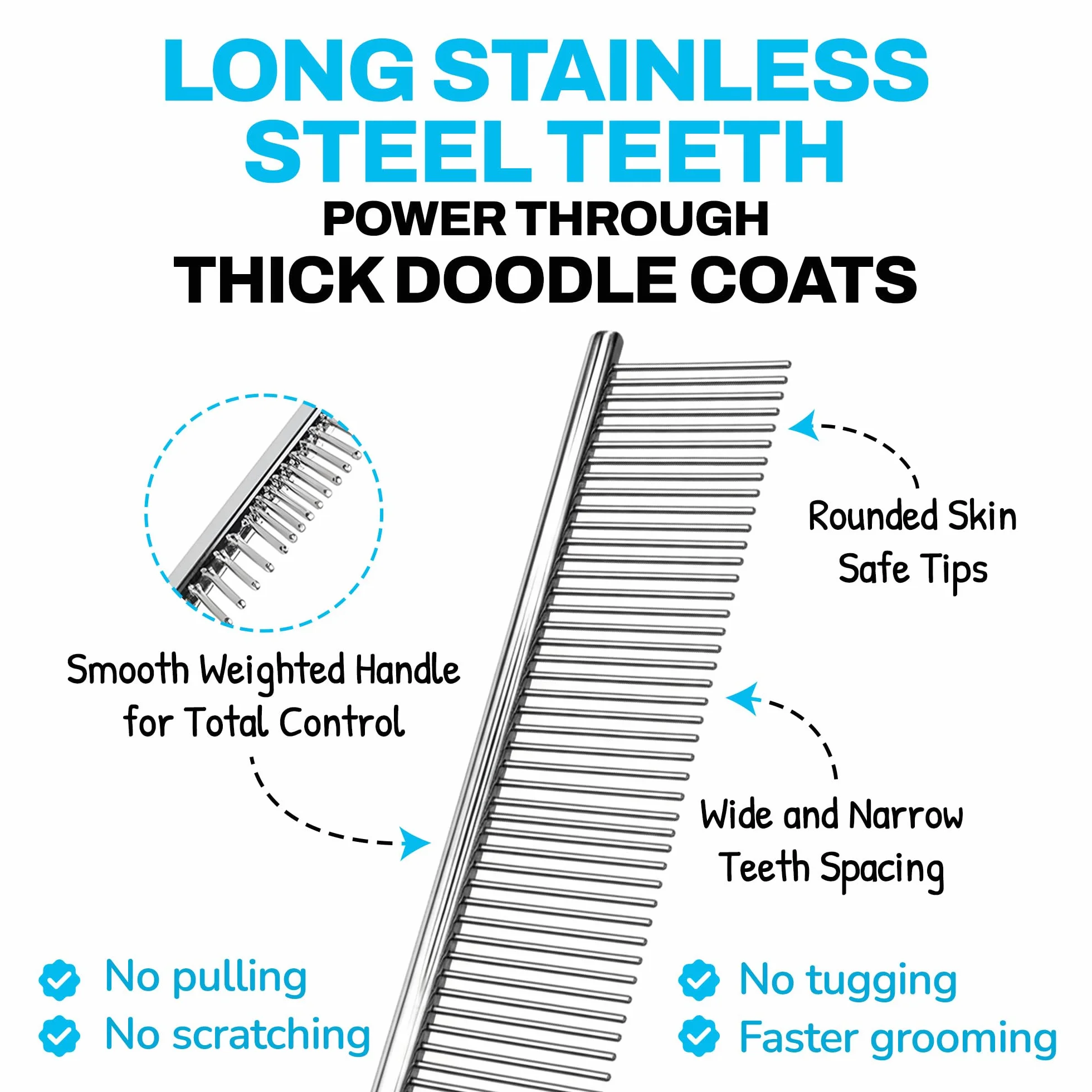 The Doodle Brush Brosse de Toilettage pour Chiens en Acier Inoxydable Peigne Métallique Démêle et Élimine Nœuds