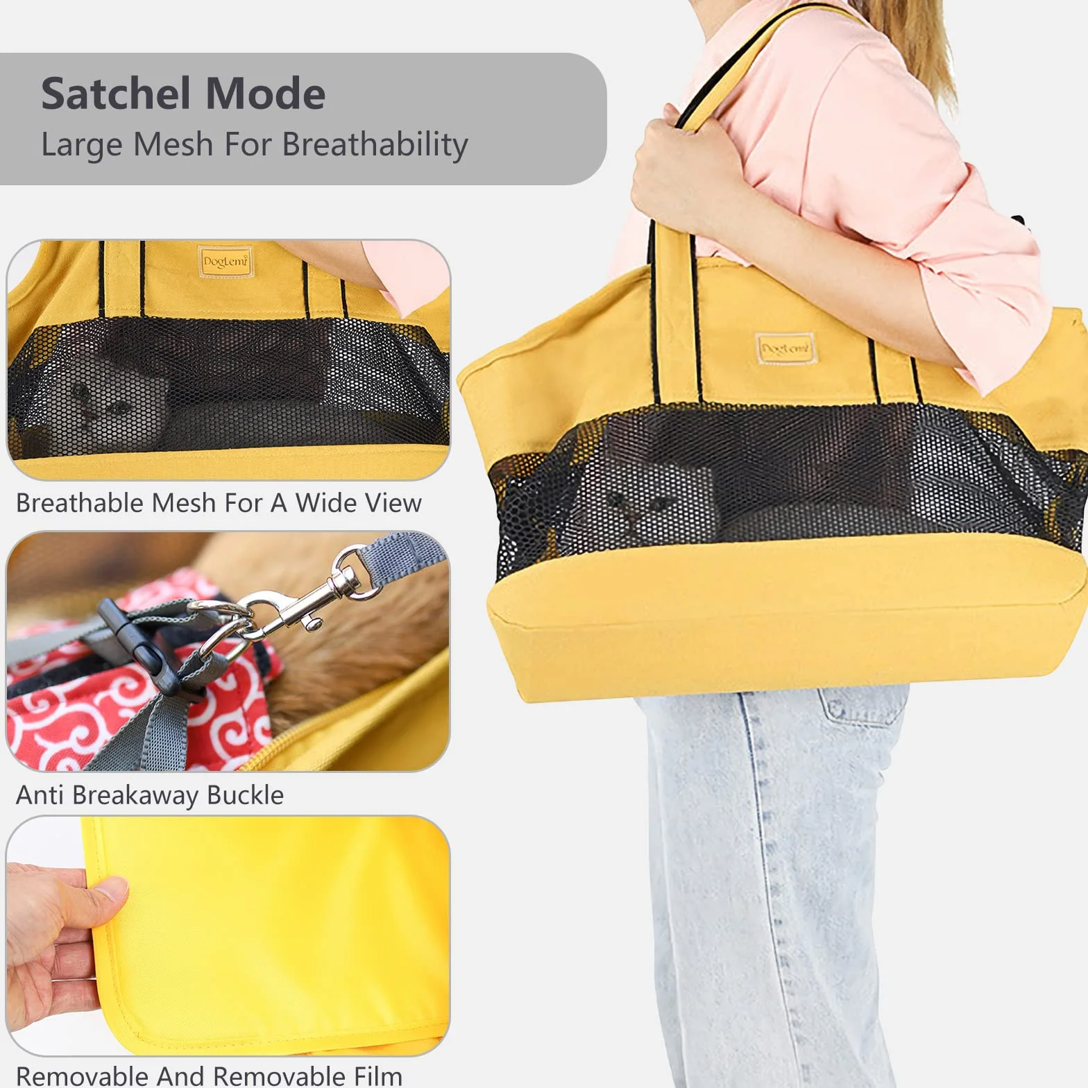 PETCUTE Sac de Transport pour Chat Chien en Maille Respirant avec Sangle de Sécurité
