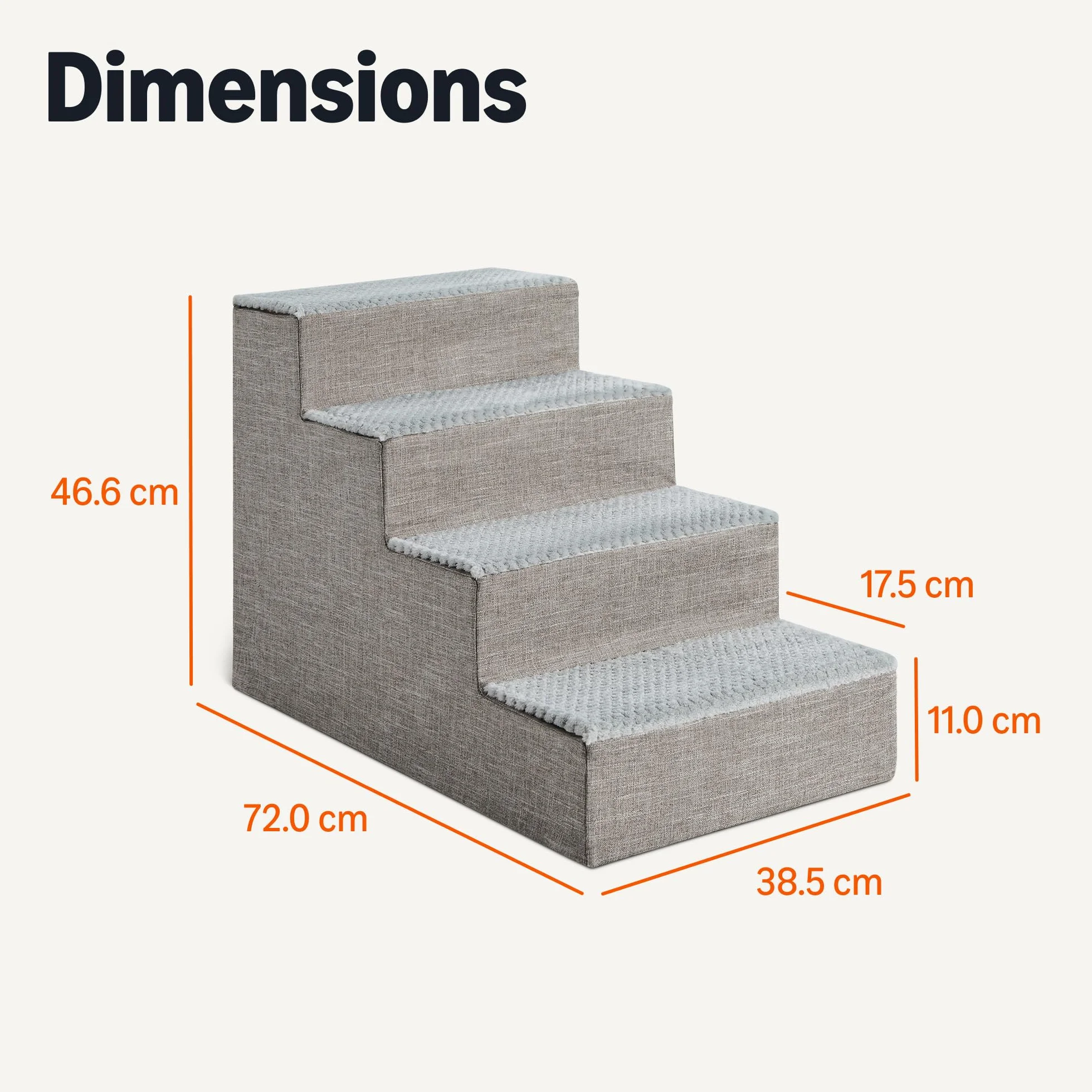 Amazon Basics Marchepied à 4 Marches pour Chien, 46,7cm de Hauteur, Escalier Antidérapant, Gris