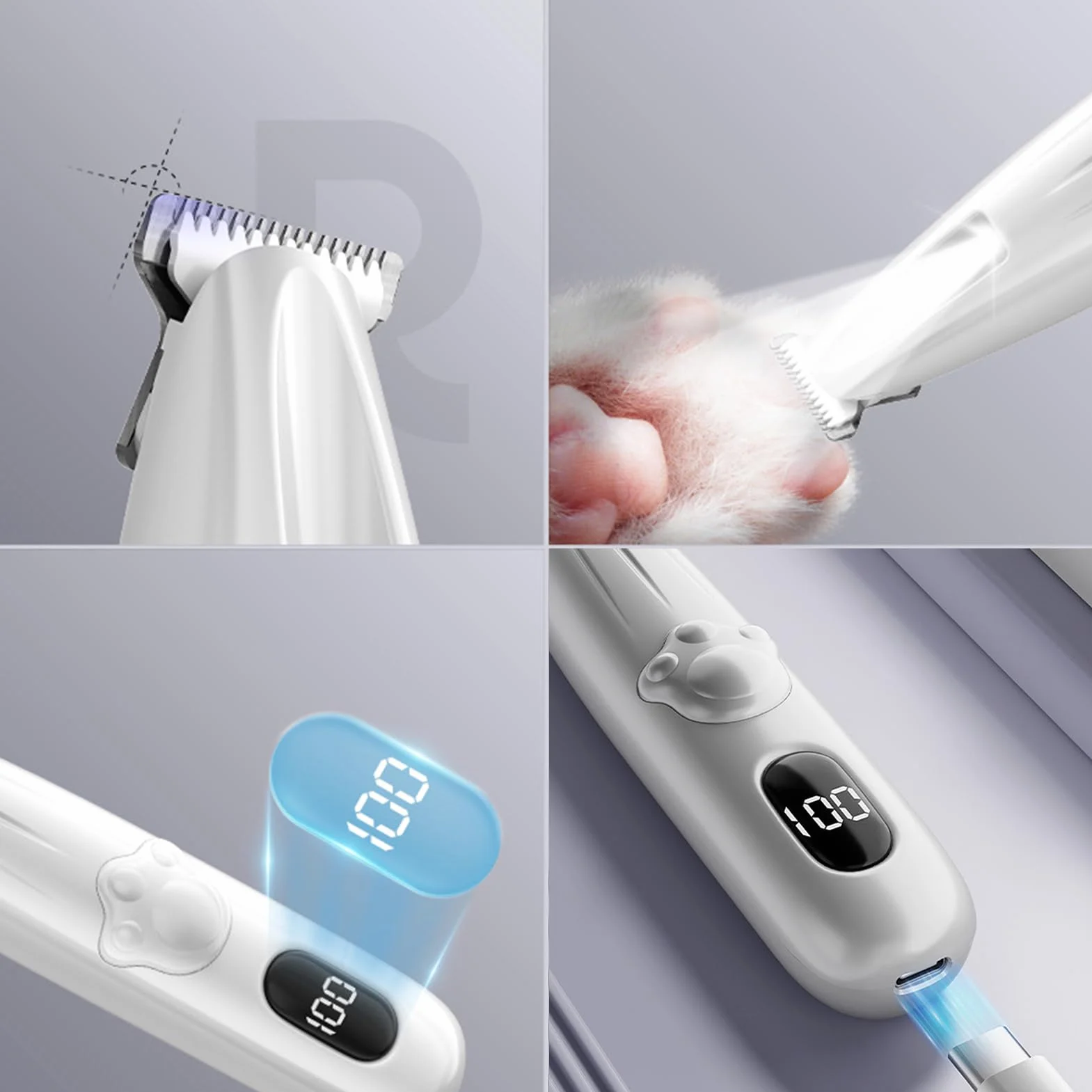 Tondeuse pour Chats et Animaux de Compagnie - Appareil de Toilettage Étanche Rechargeable