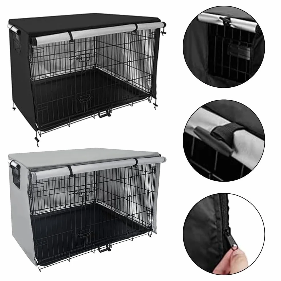 Housse de cage pour chien grande taille extérieure en tissu Oxford imperméable thermique coupe-vent