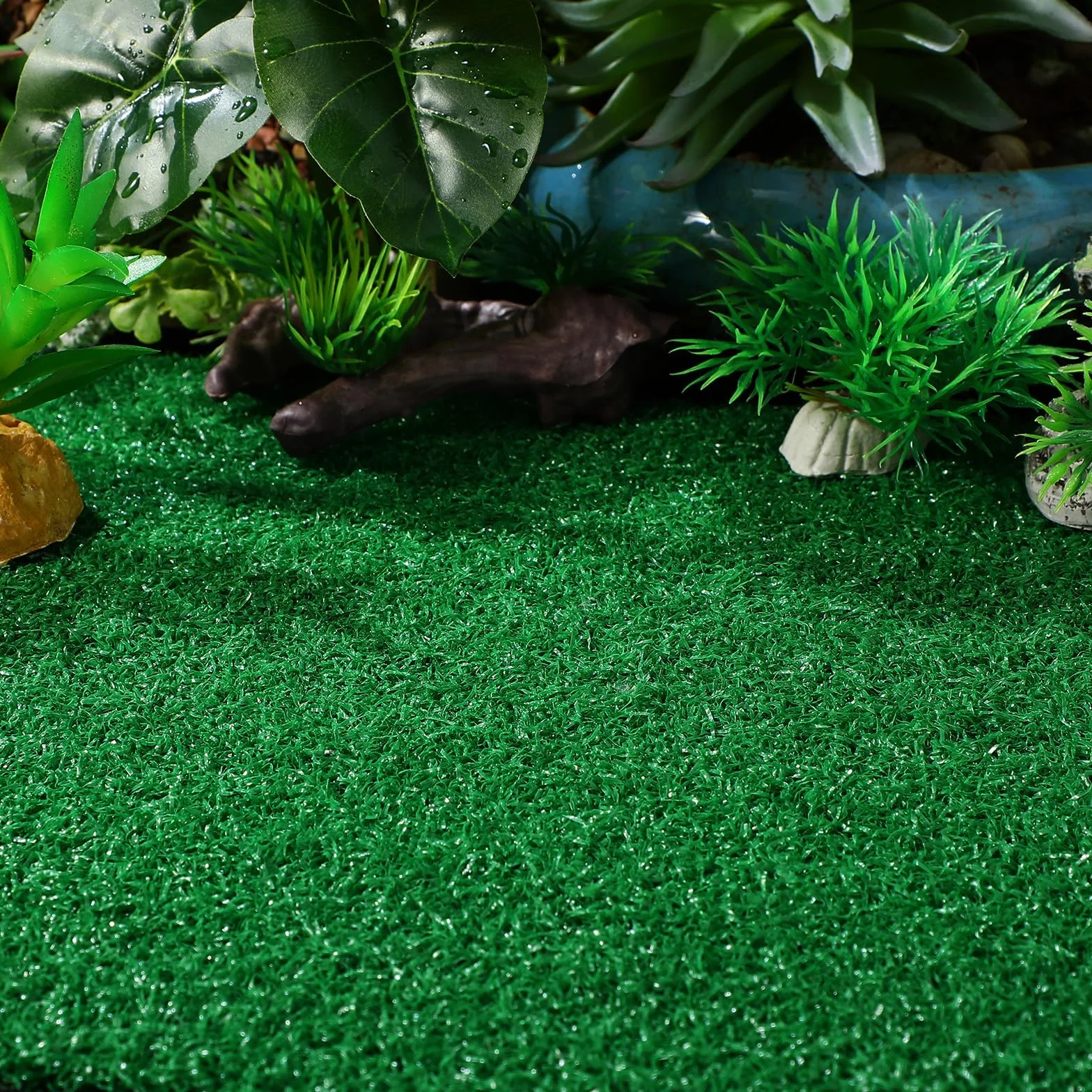 STOBAZA Tapis de Gazon Synthétique pour Tortue, Terrain en Plastique Vert pour Reptile, Adapté pour Aquarium et Bassin